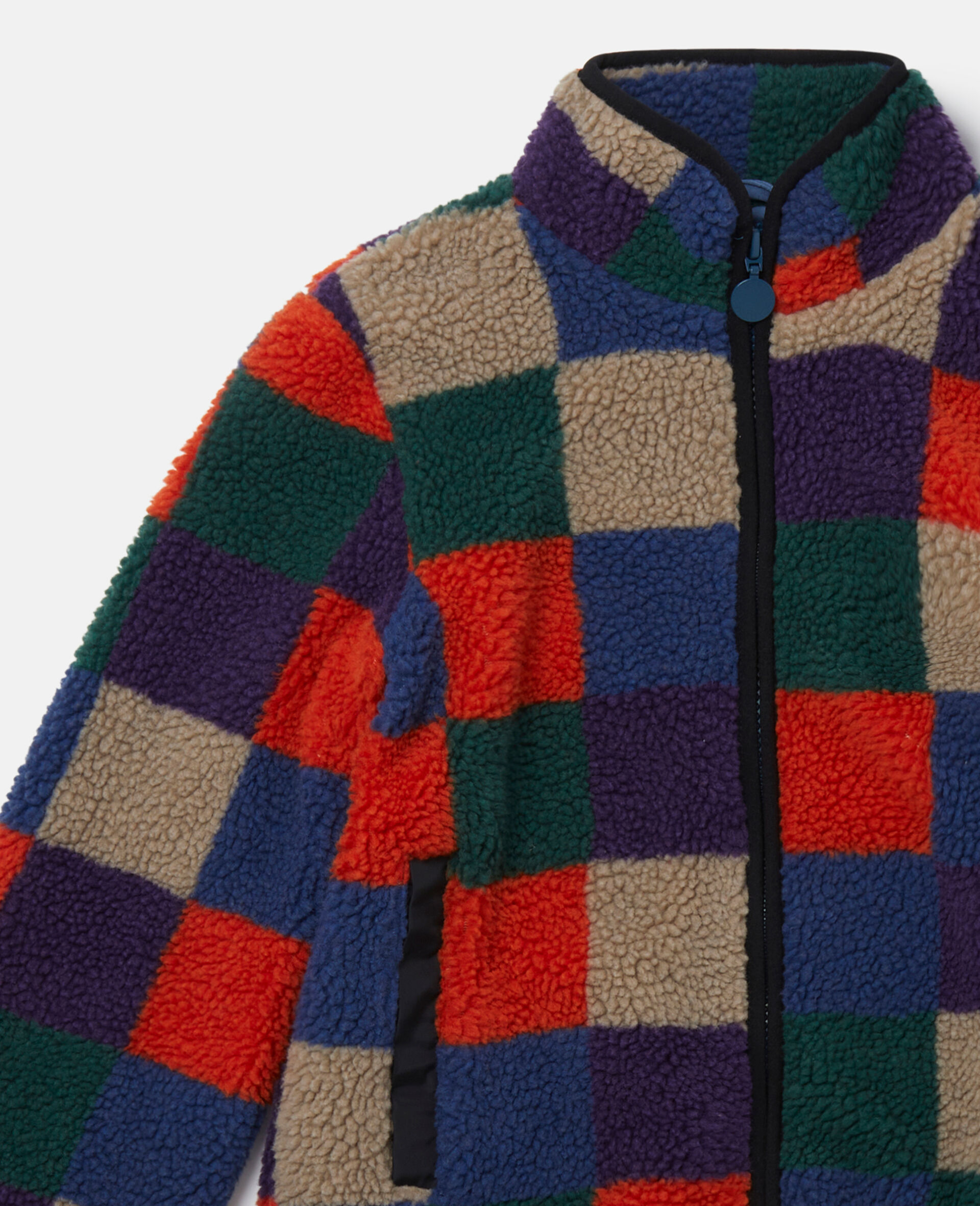 Checkerboard Fleece Zip Jacket-Multicolour-large image number 1