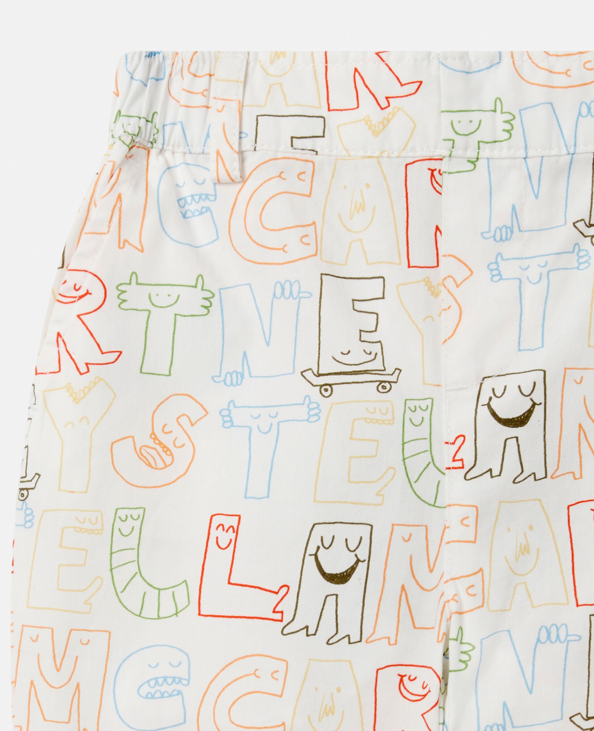 Lettering Print Trousers-Cream-large image number 1