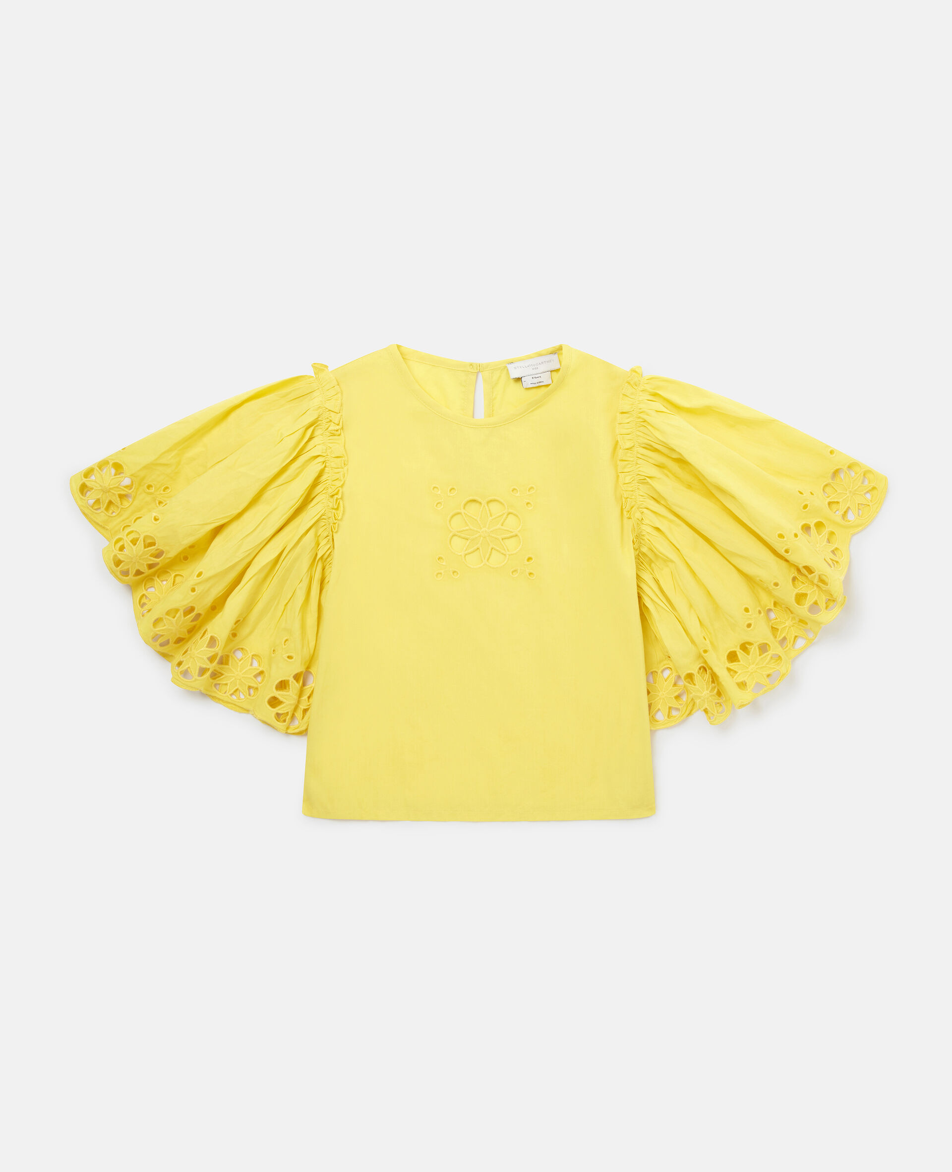 Broderie Anglaise Cotton Voile Top-Yellow-large image number 0