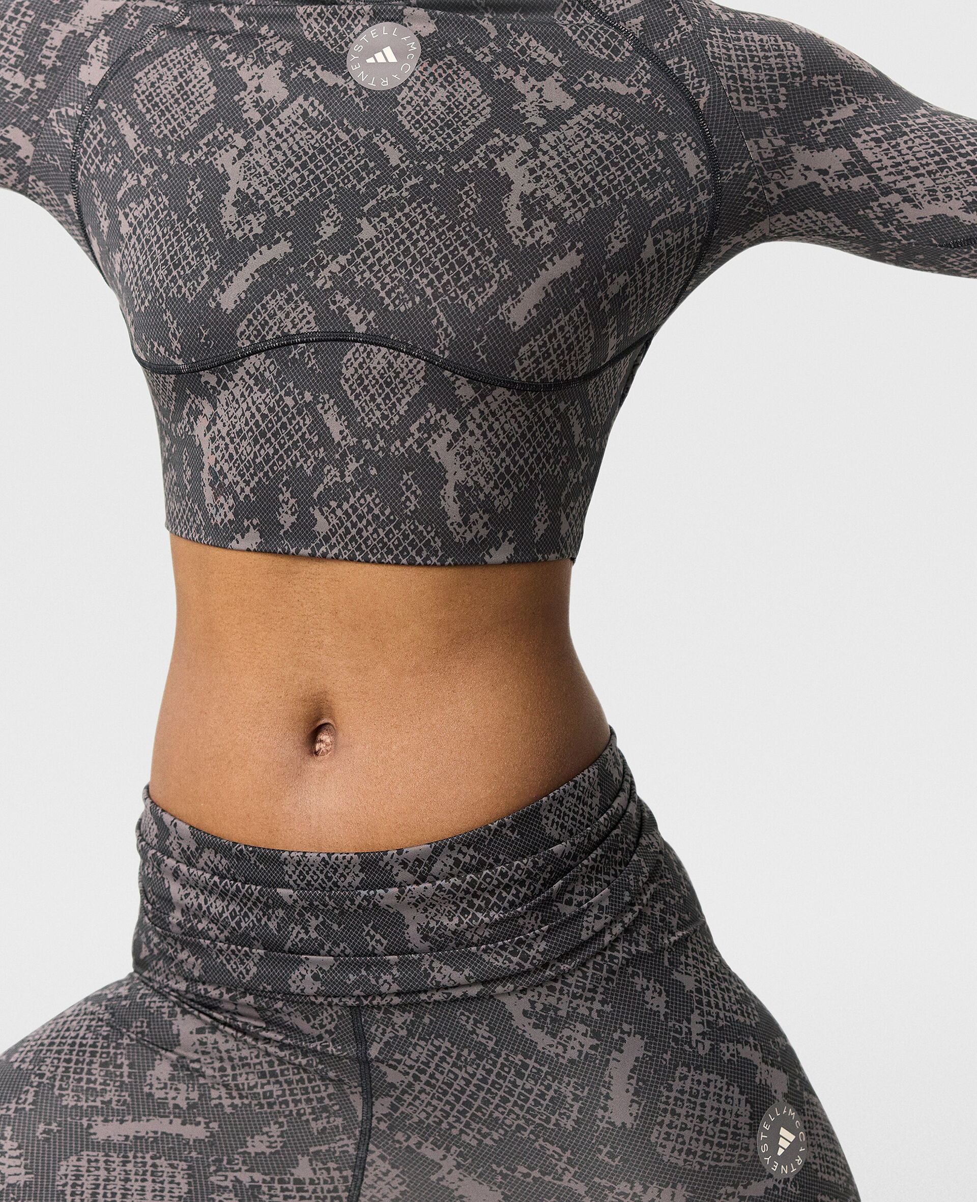 Roll-Top Split-Cuff Graphic Print Leggings-Brown-large image number 5