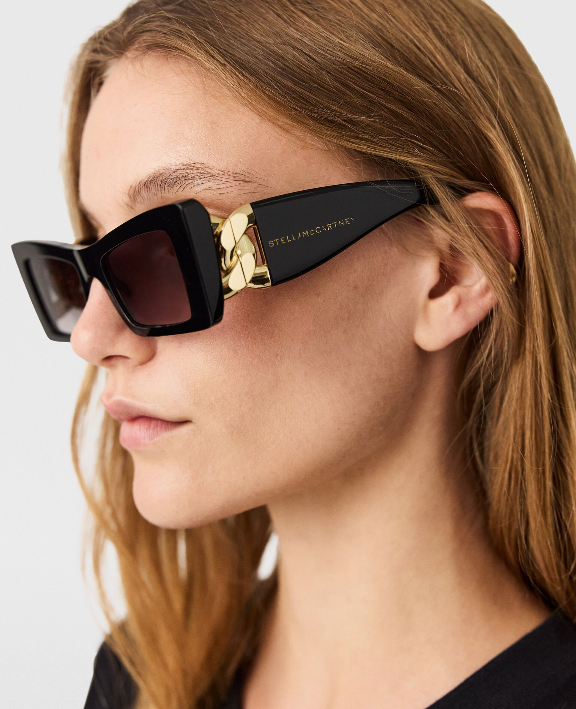 Square Cat-Eye Sunglasses-Black-large image number 1