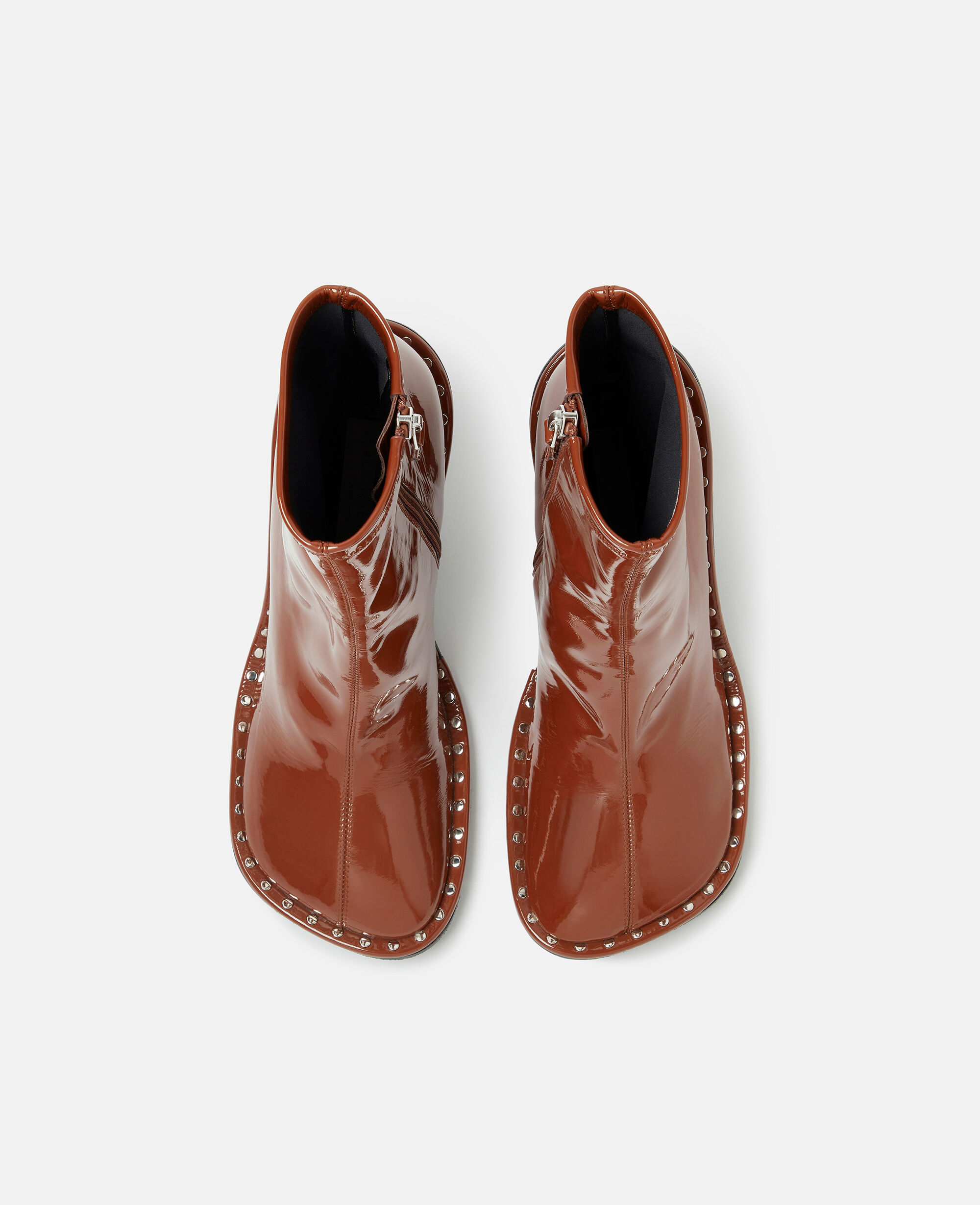 Women Tan Ryder Lacquered Stiletto Ankle Boots Stella McCartney GB