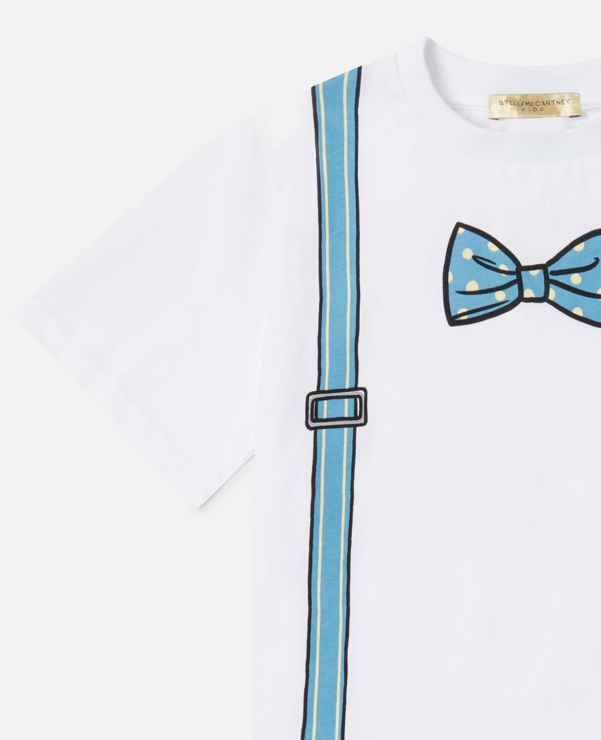 Bow Tie and Suspender Print T-Shirt-White-large image number 1