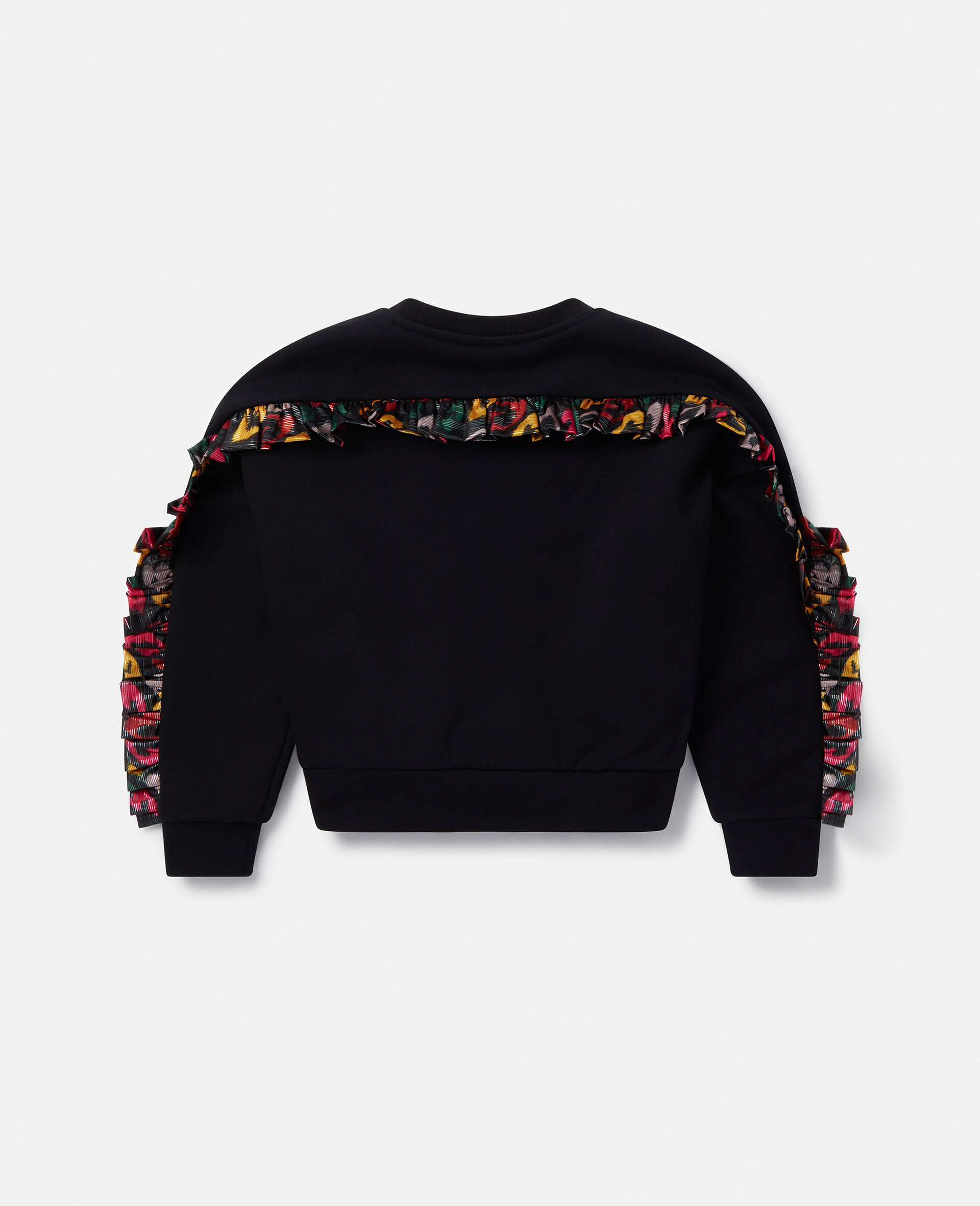 Smudged Heart Print Fringed Sweatshirt-Black-large image number 2