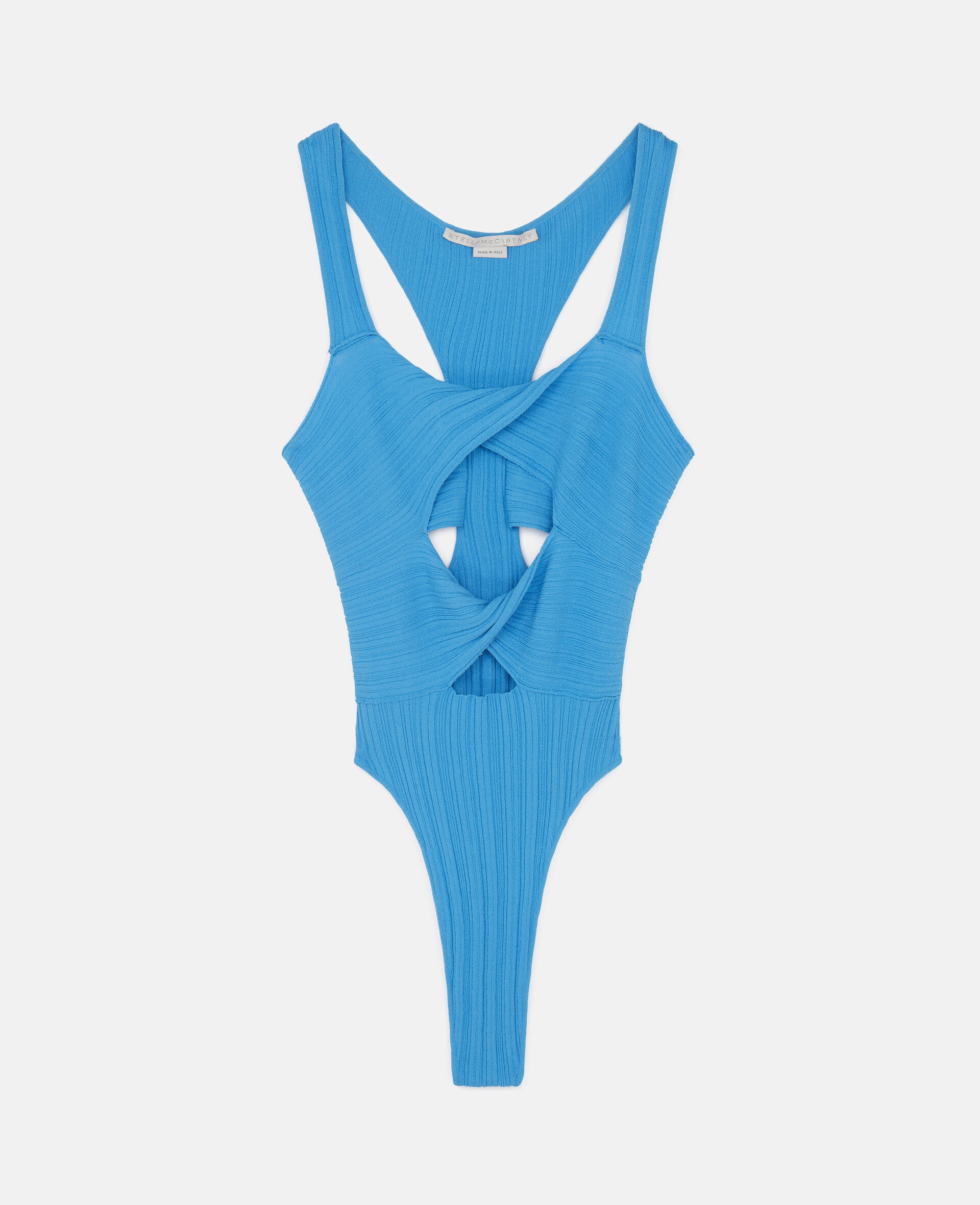 Cut‐Out Knit Bodysuit-Blue-large image number 0