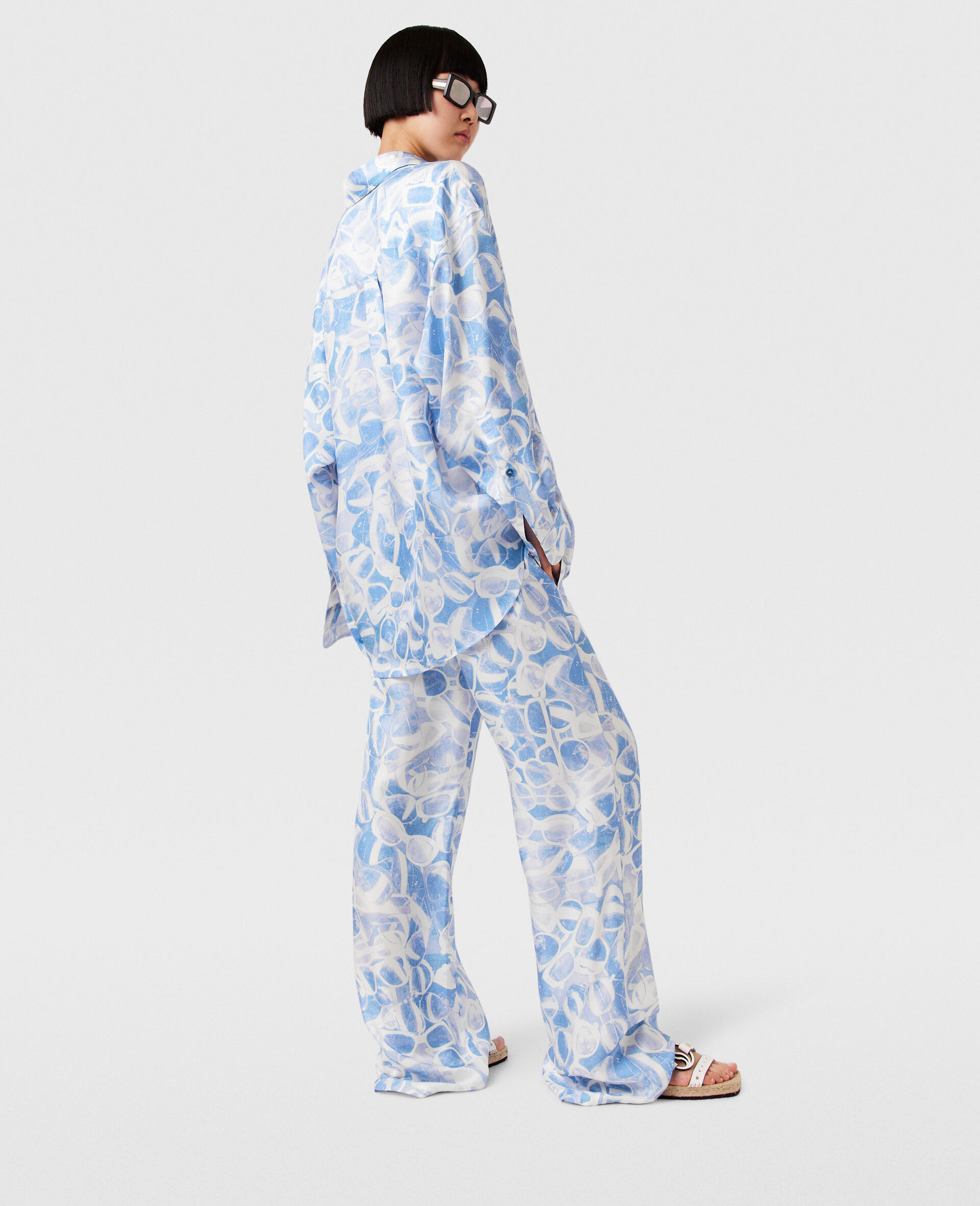 Sunglasses Print Straight-Leg Trousers-Blue-large image number 3
