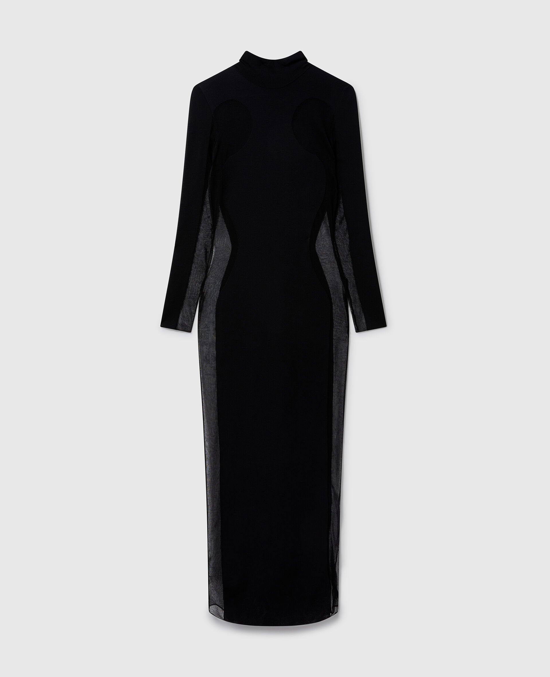 Miracle长袖致密针织连衣裙-黑色-large image number 0