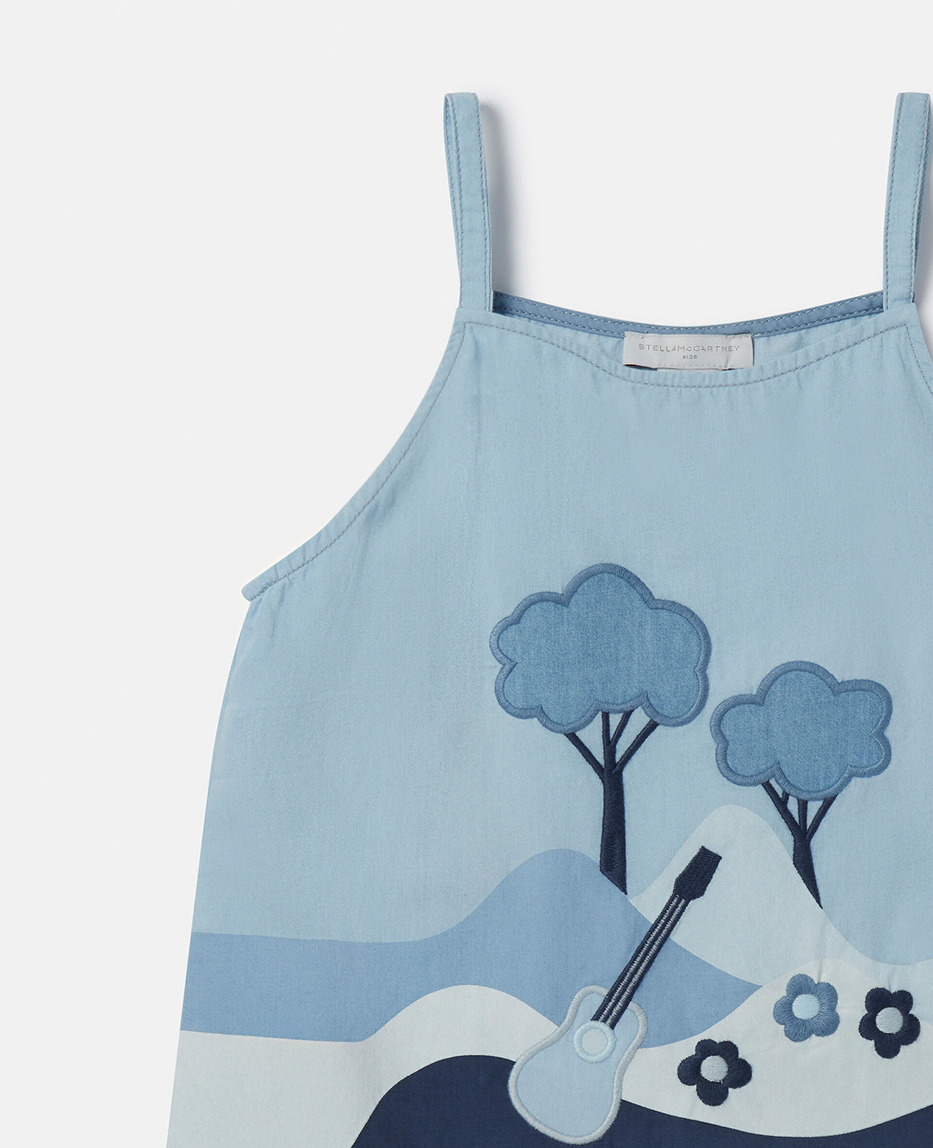 Landscape Patchwork Chambray Cami Top-Blue-large image number 1
