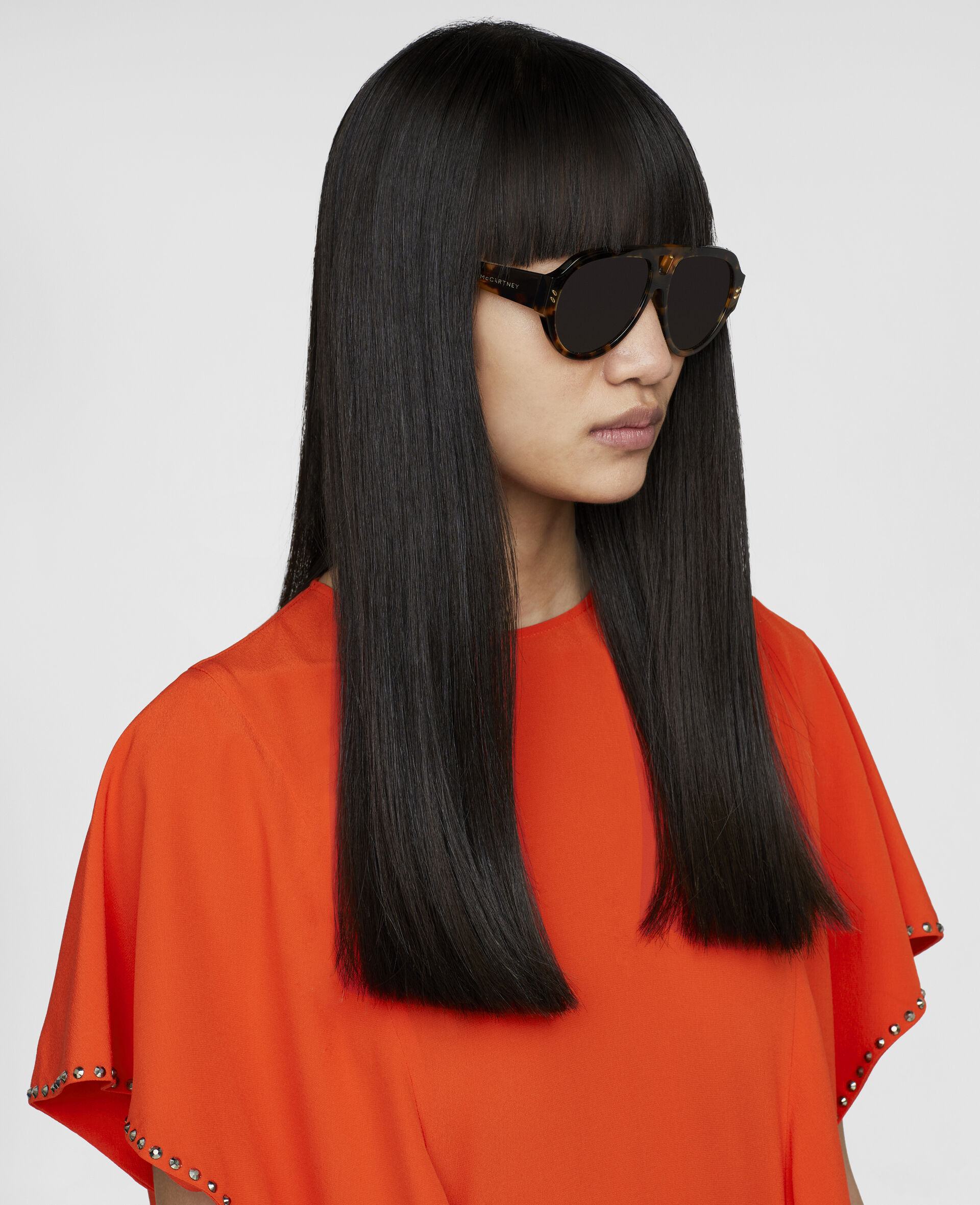 Dotted Logo Aviator Sunglasses-Black-large image number 1