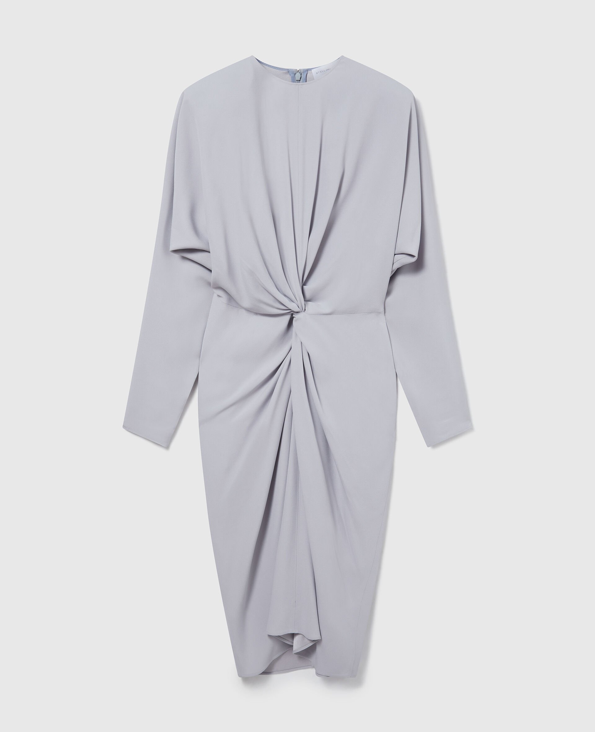 Twist-Front Long-Sleeved Midi Dress-Blue-large image number 0