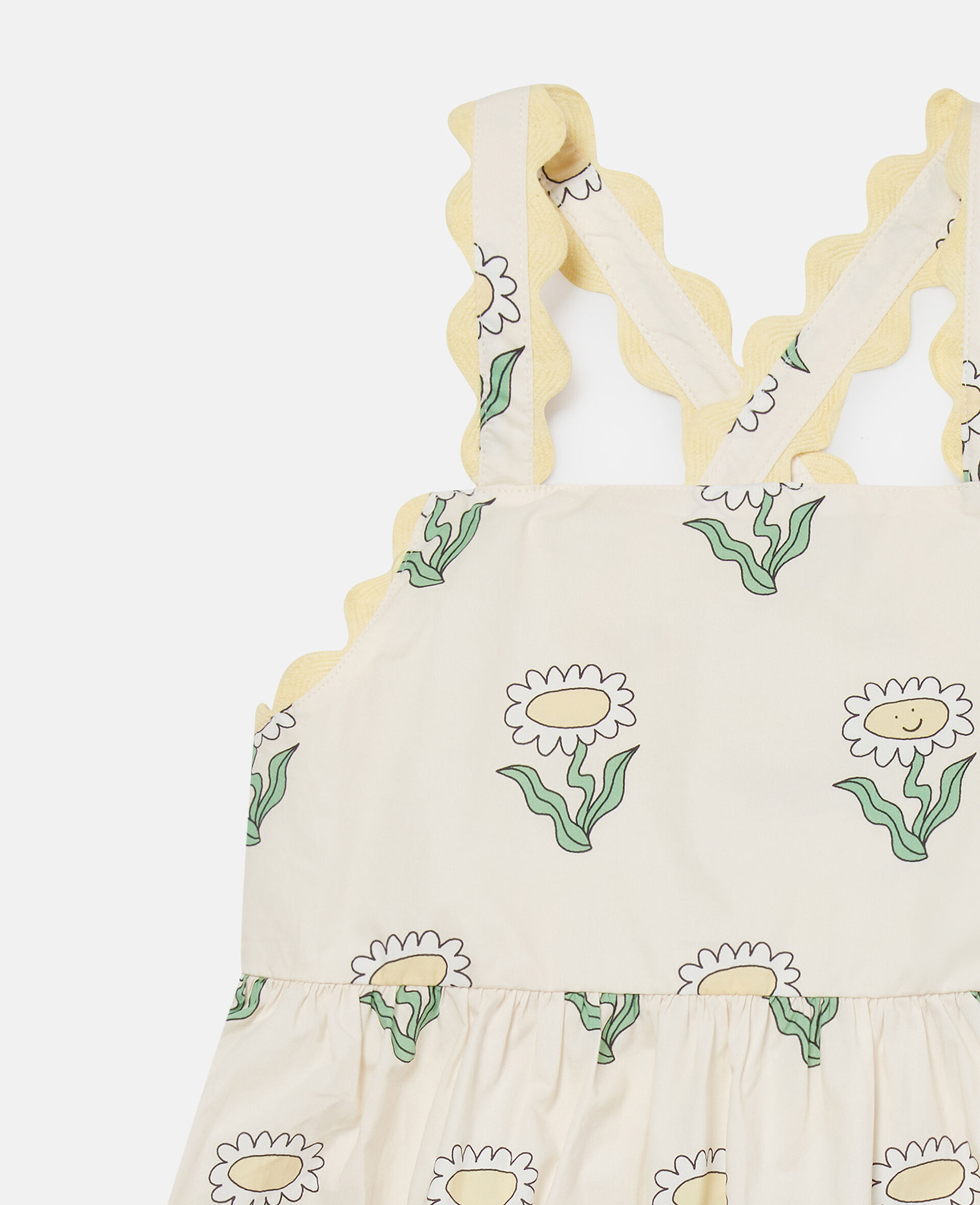 Daisies Sleeveless Scalloped Trim Dress -Cream-large image number 1