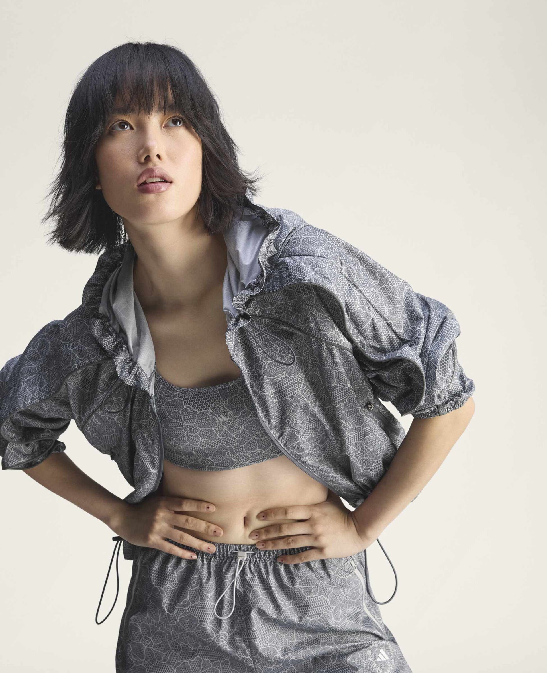 High-Neck Hooded Jacket-Grey-large image number 4