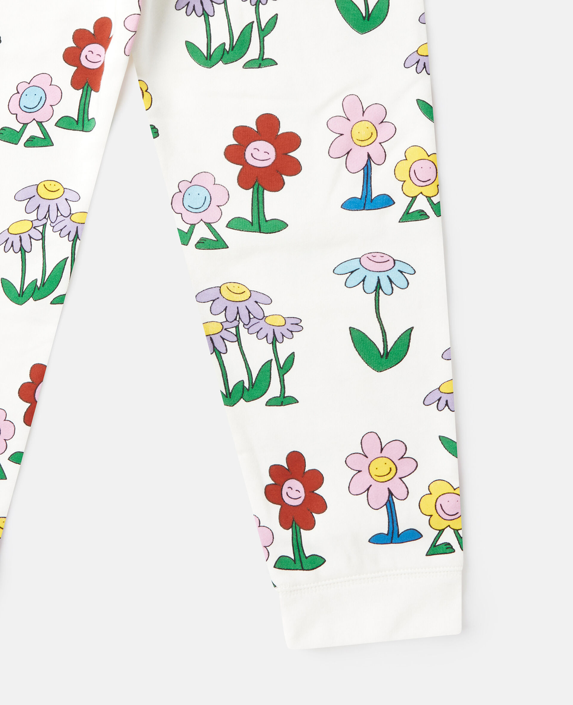 Flower Print Drawstring Joggers-White-large Flower Print Drawstring Joggers-White-large image number 3