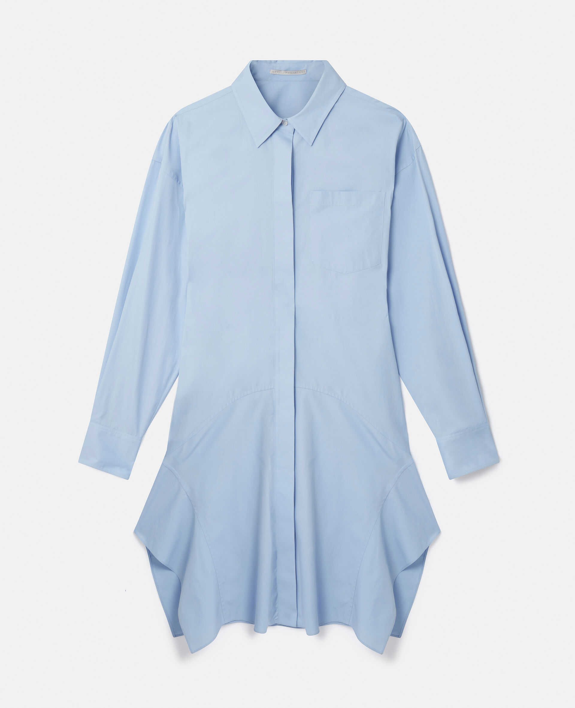 Banana Sleeve Shirt Dress-Blue-medium
