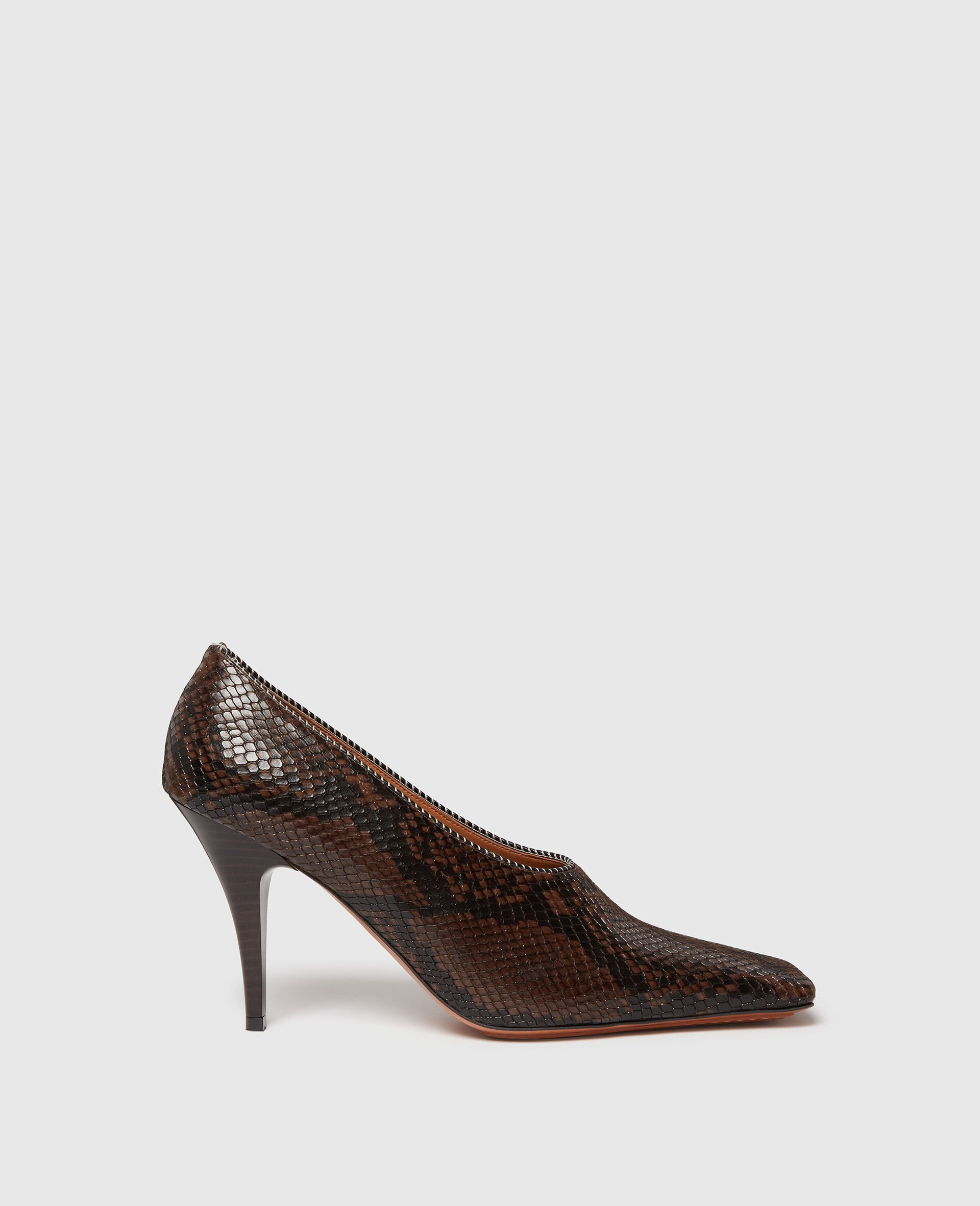 Square-Toe Snake Stiletto Pumps-Brown-large image number 0