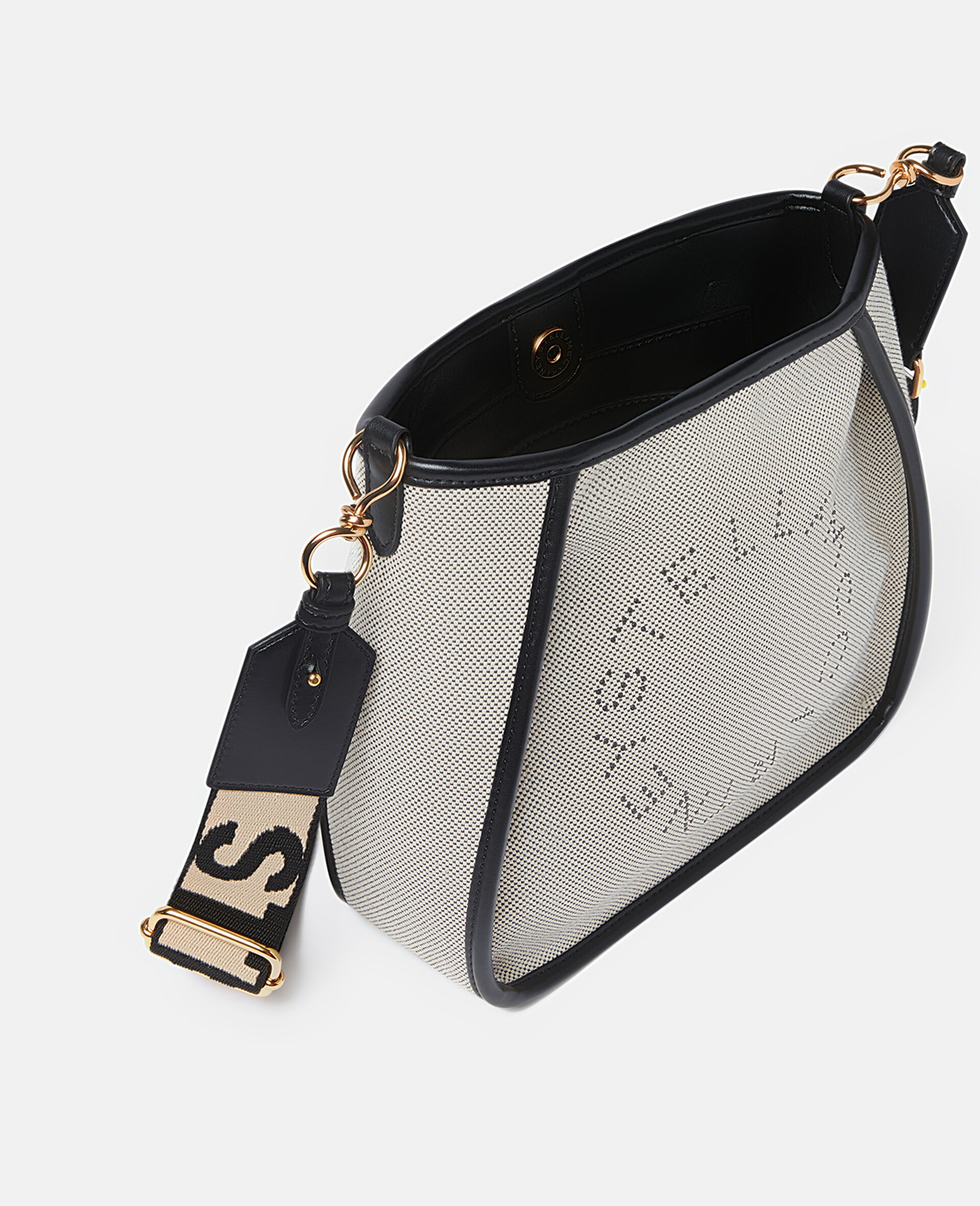 Stella Logo Cotton Canvas Shoulder Bag-Black-large Stella Logo Cotton Canvas Shoulder Bag-Black-large image number 4