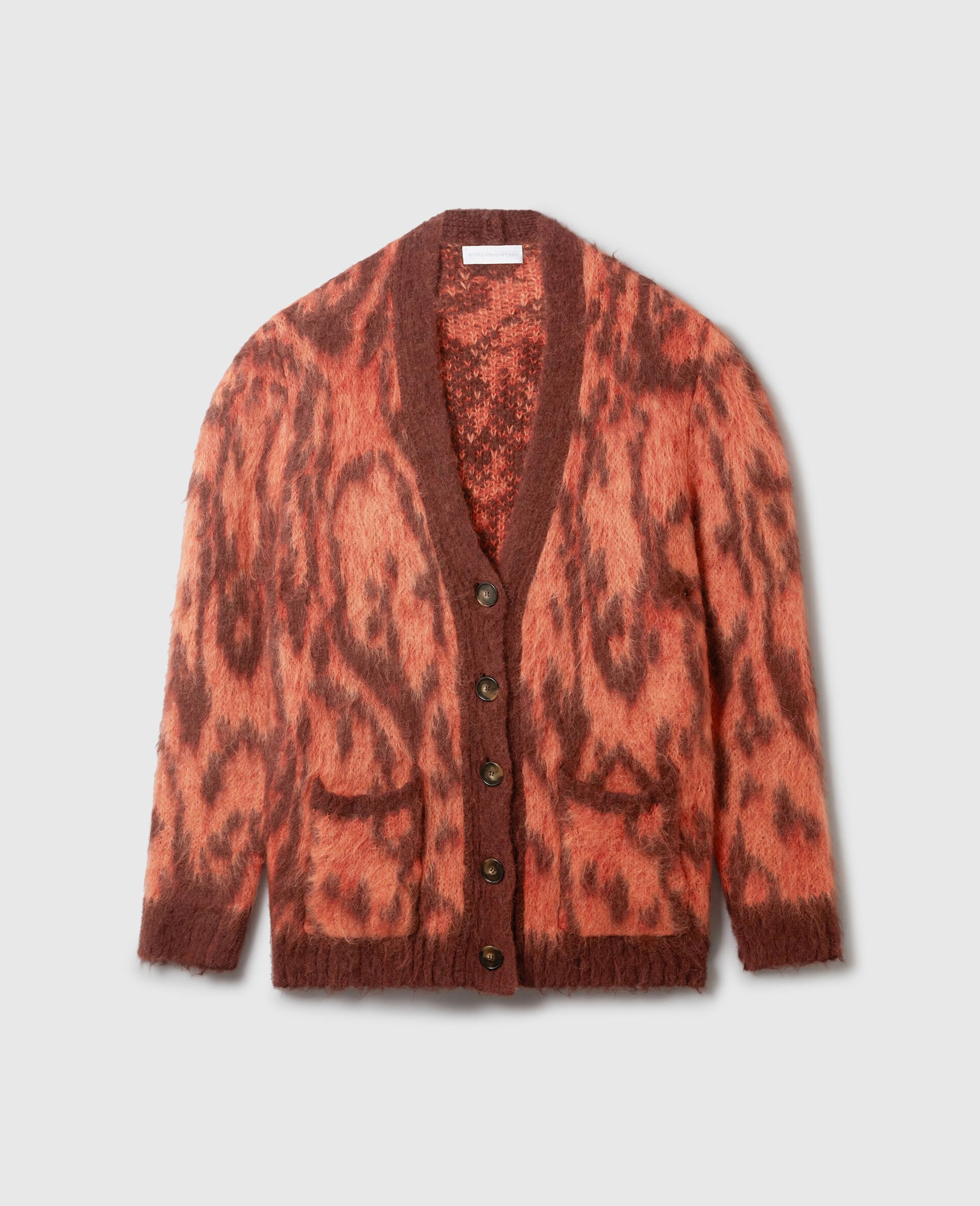 Cardigan à col en V avec imprimé léopard nuage-Marron-medium