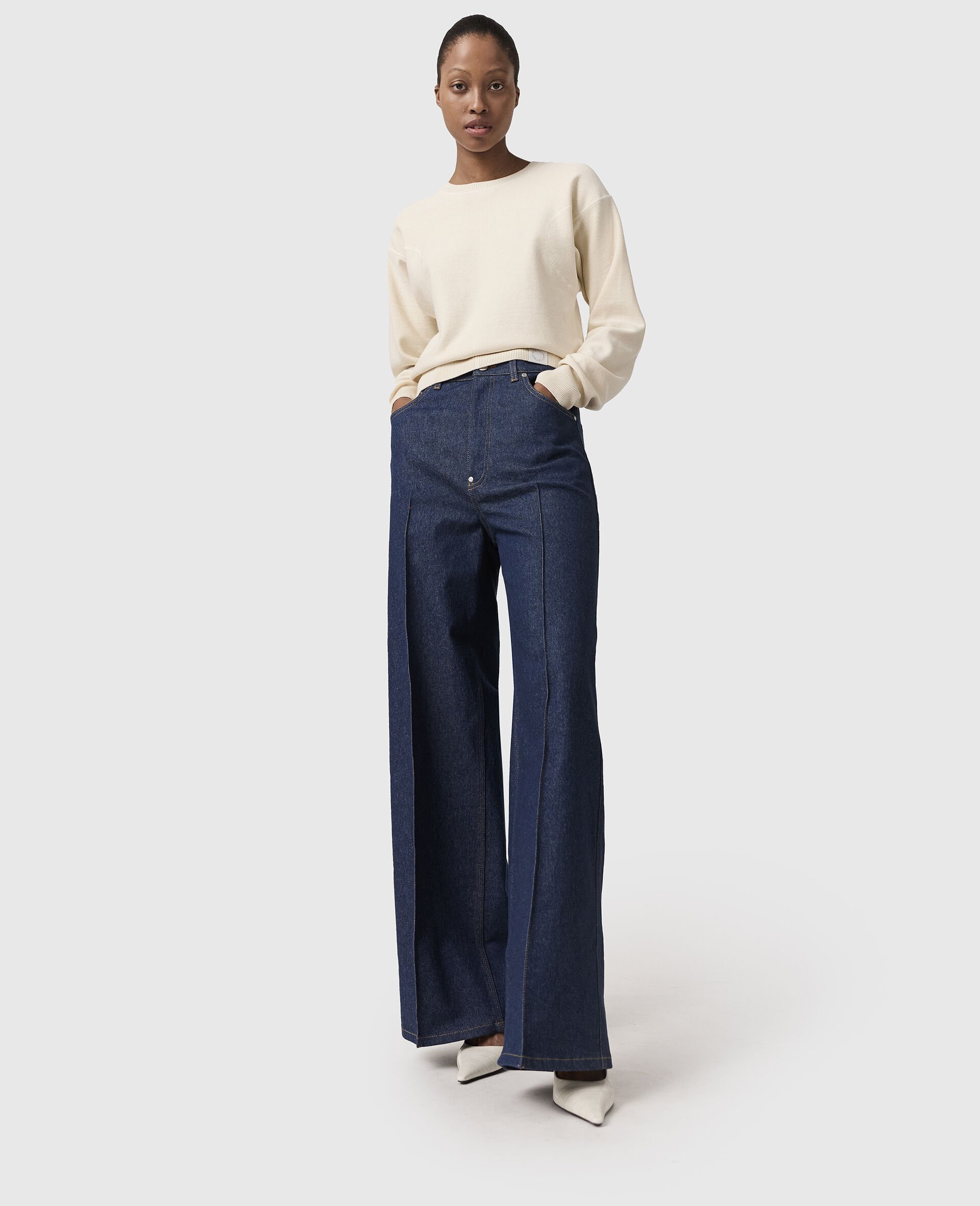 Cropped Kelsun Crewneck Sweater-Cream-large Cropped Kelsun Crewneck Sweater-Cream-large image number 5