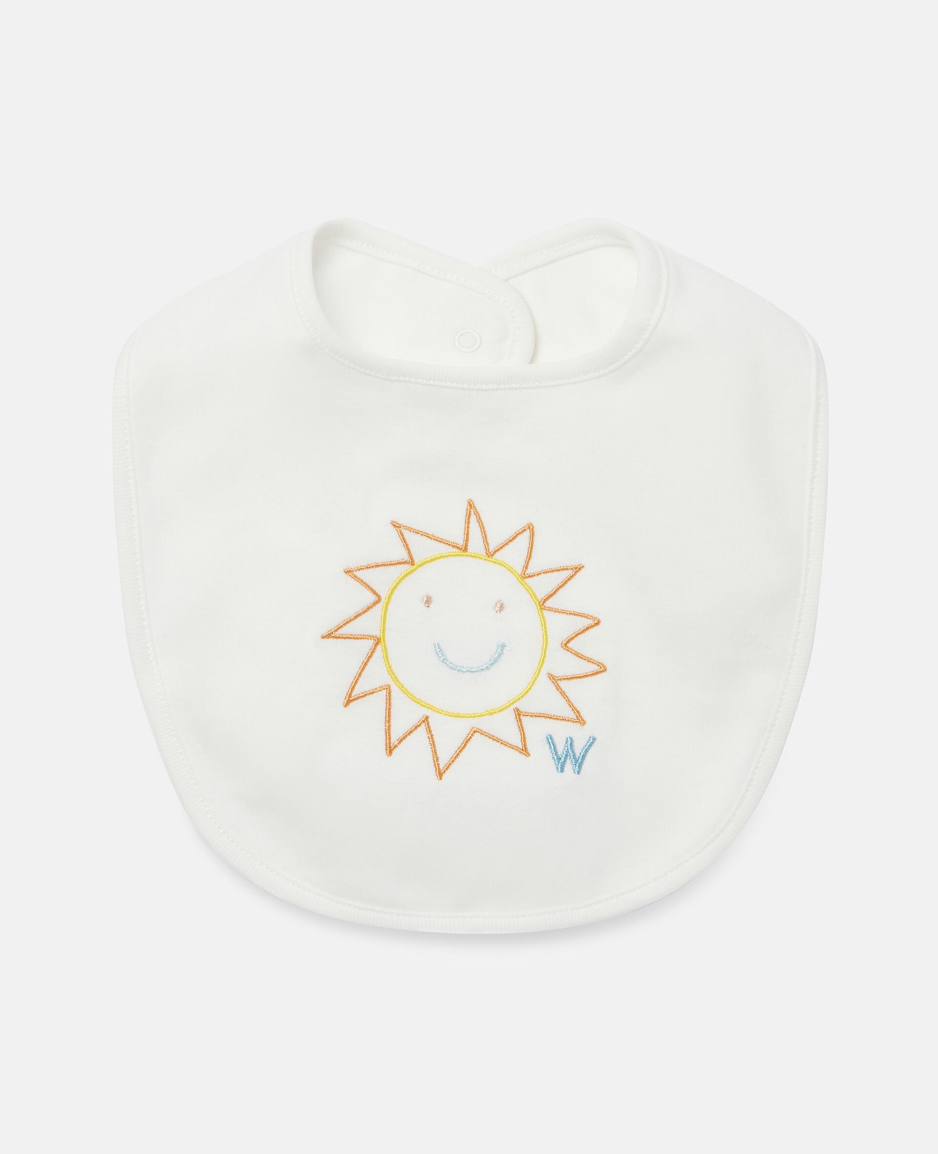 天气刺绣棉质平纹针织围嘴套装-白色-large image number 1