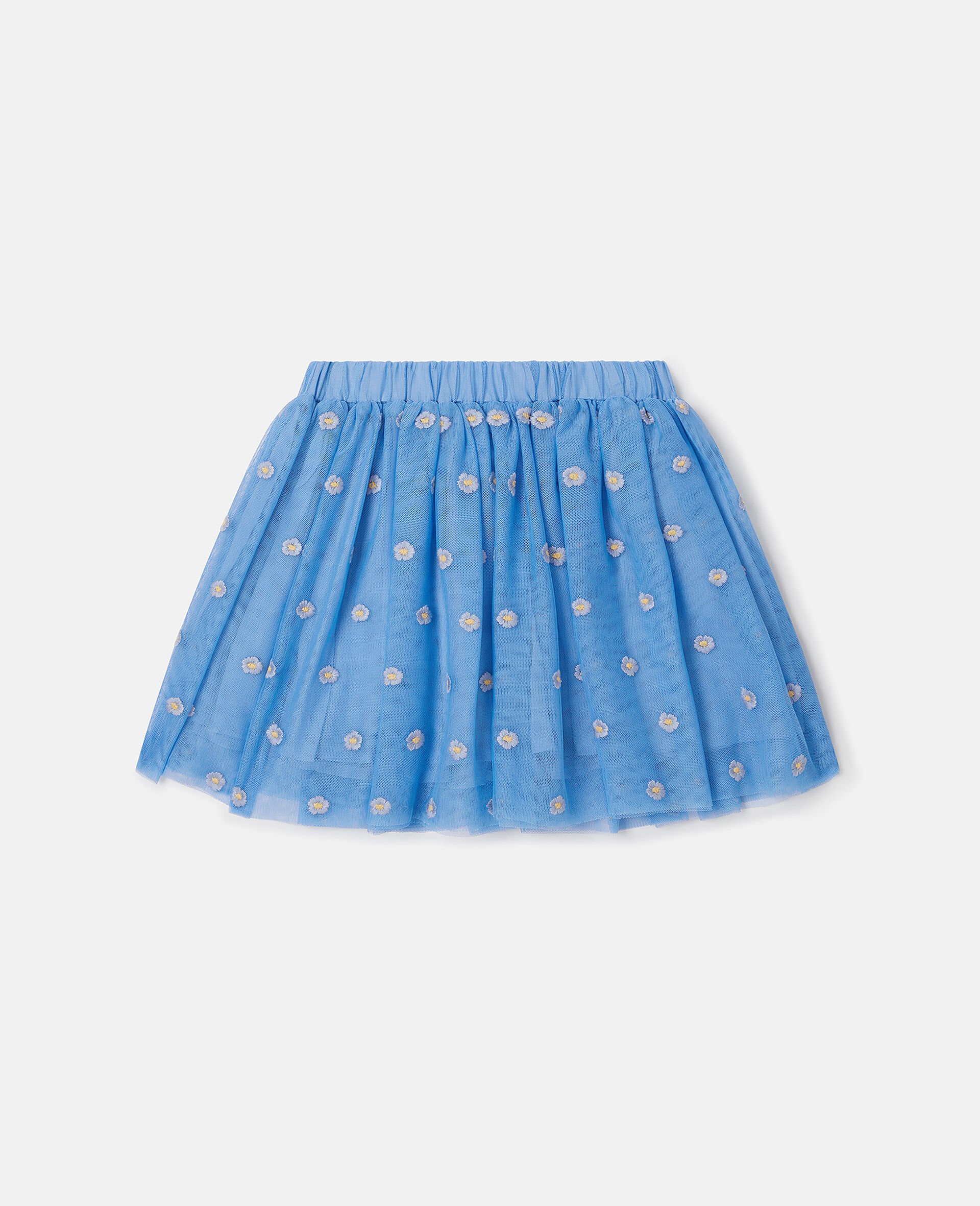 Jupe en tulle avec broderie florale-Bleu-medium