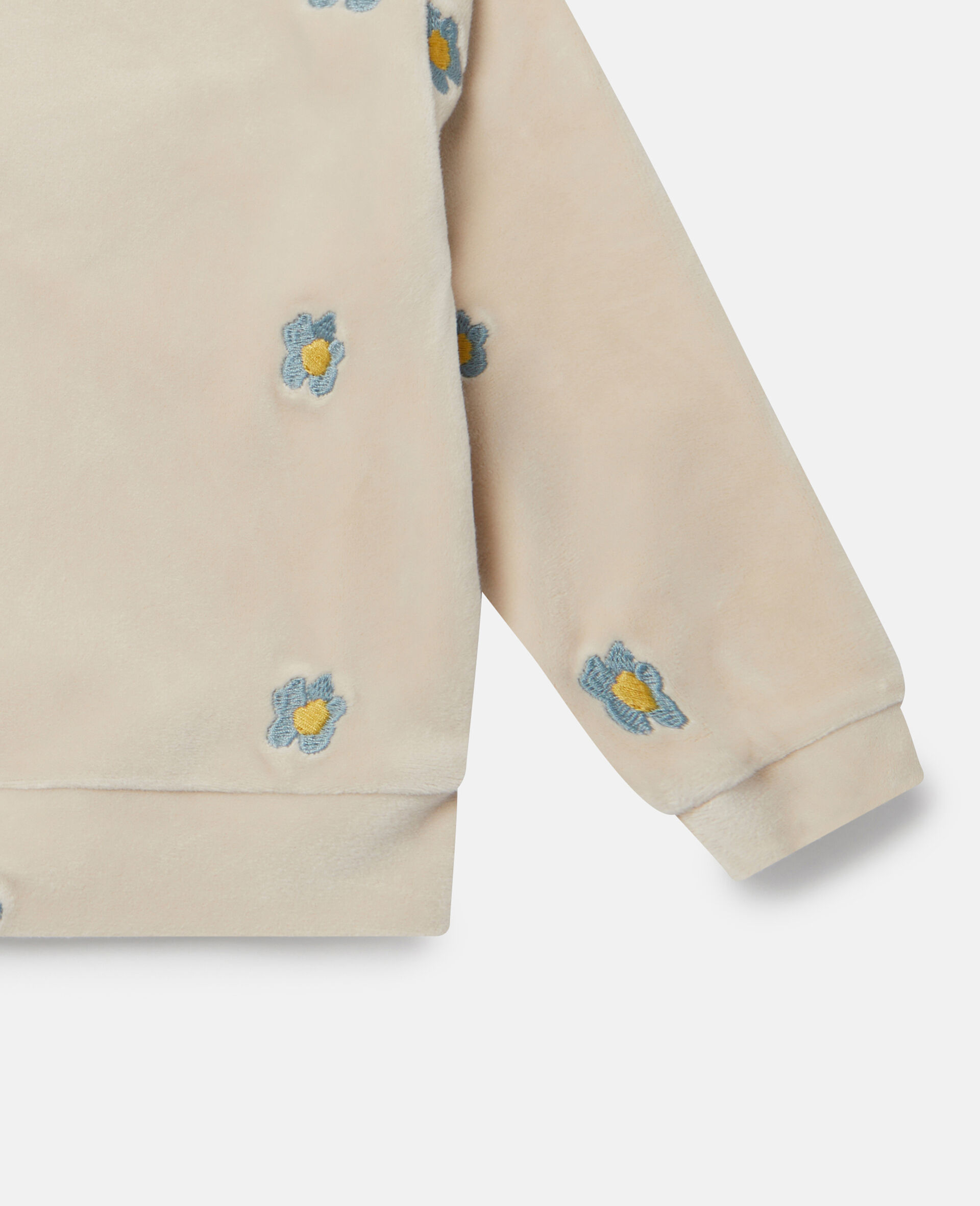 Daisy Embroidered Velour Fleece Sweatshirt-Beige-large image number 3