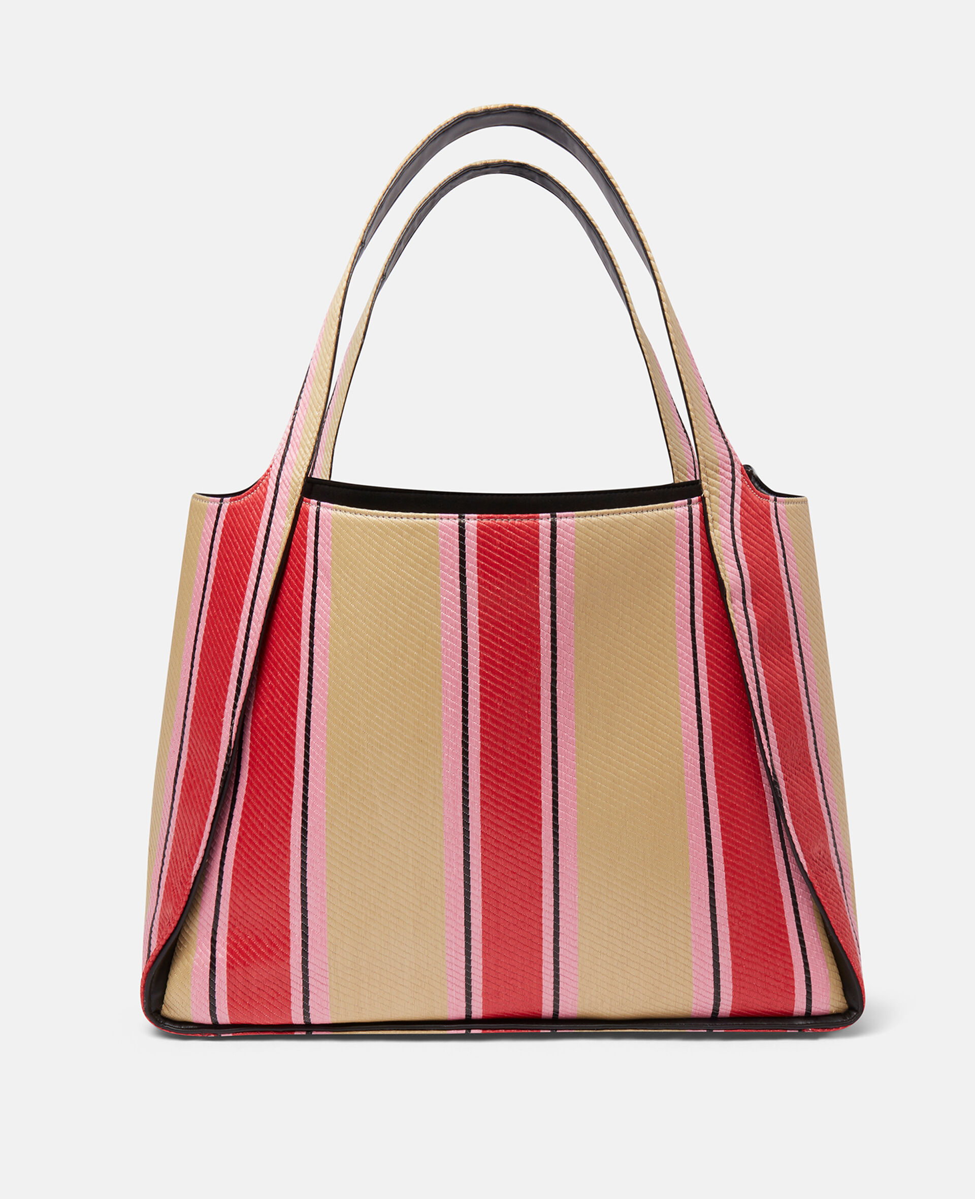 Stella Logo Striped Raffia Tote Bag-Green-large image number 3