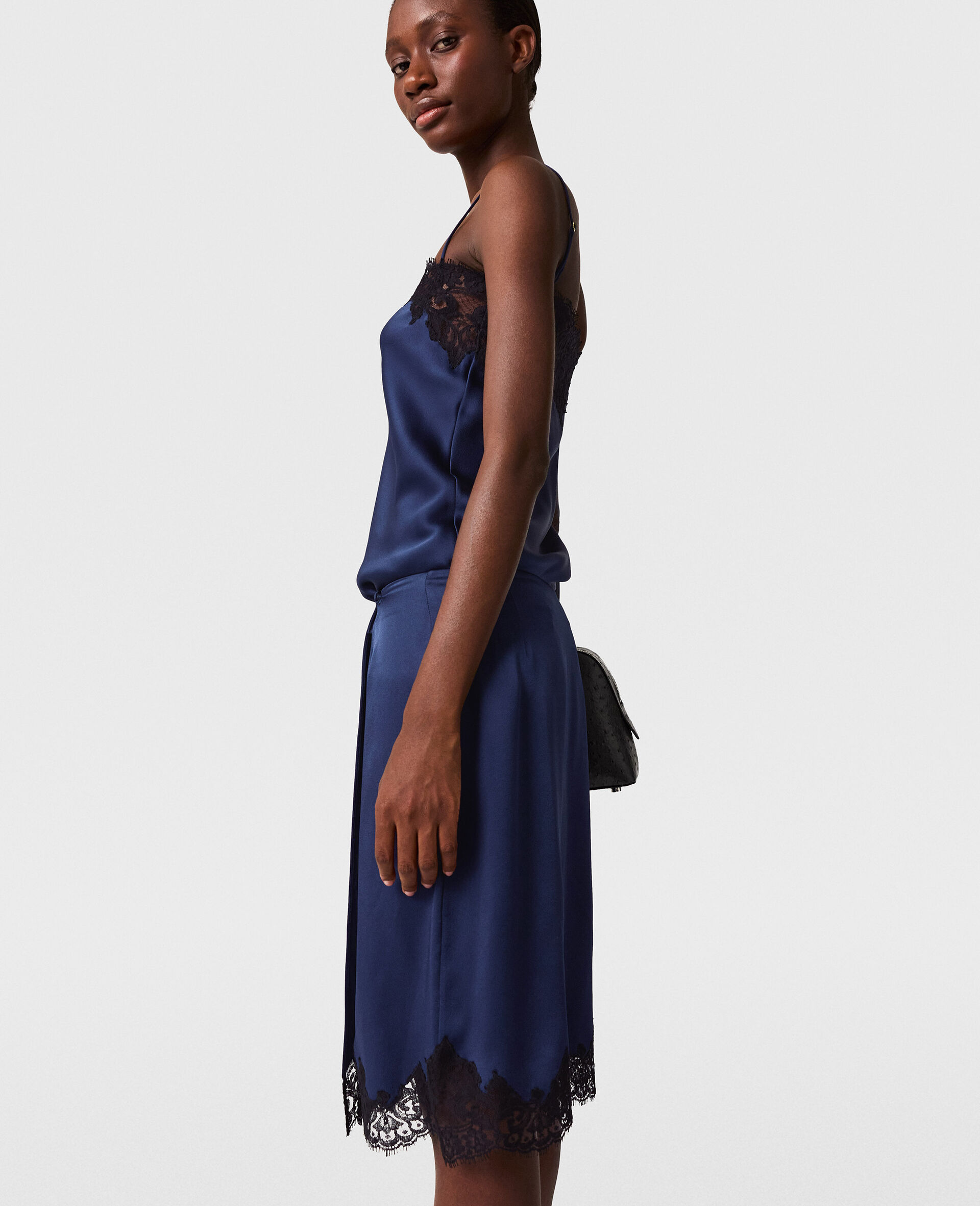 Lace-Trim Satin Top-Blue-large image number 2