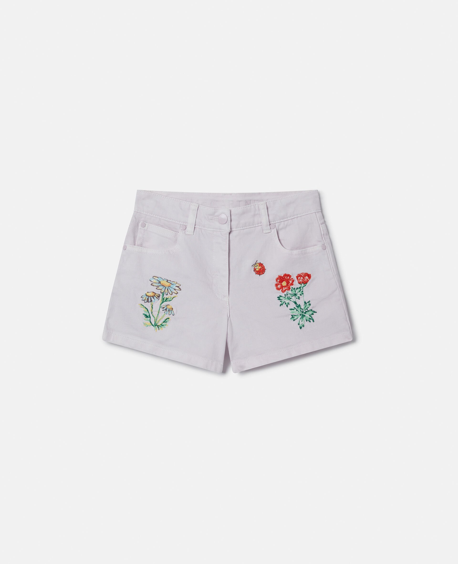 Flower Embroidered Shorts-Purple-large image number 0