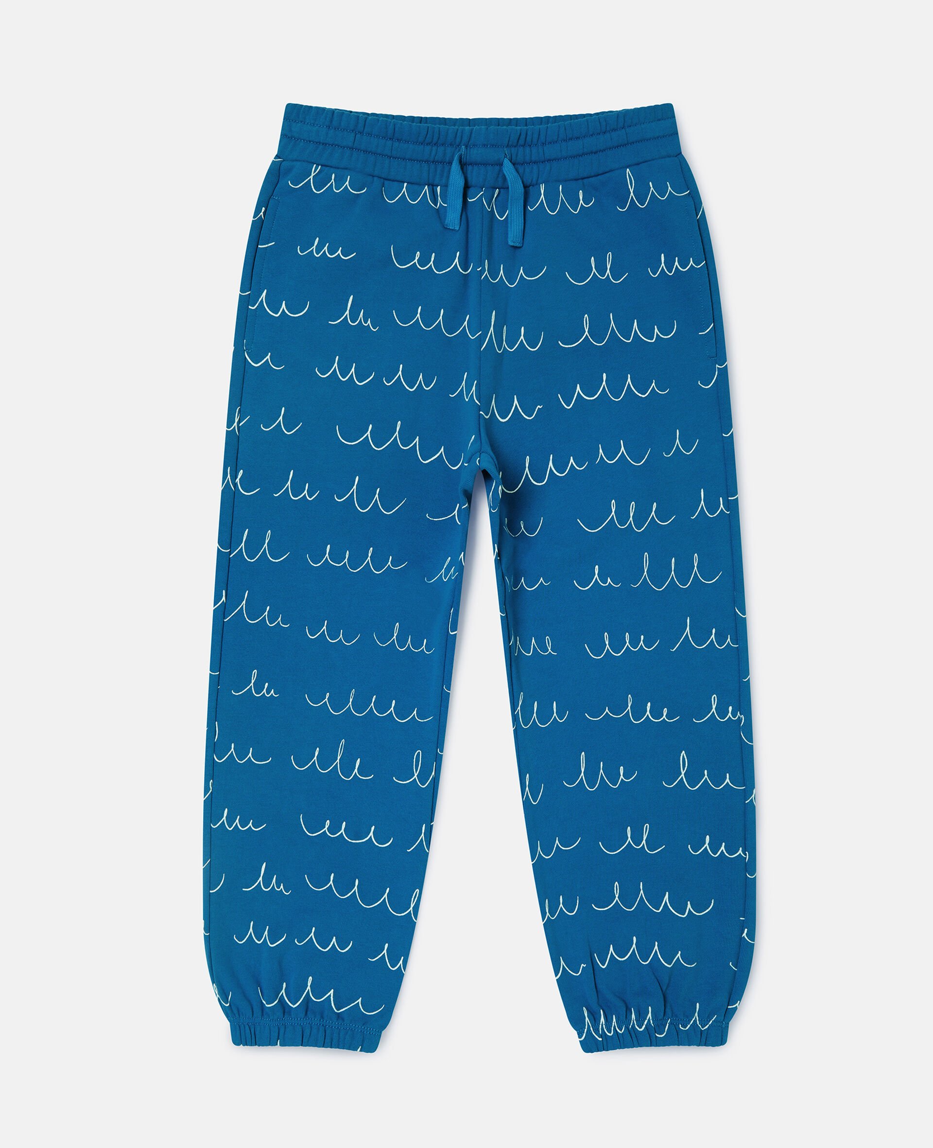 Monster Print Drawstring Joggers-Blue-medium