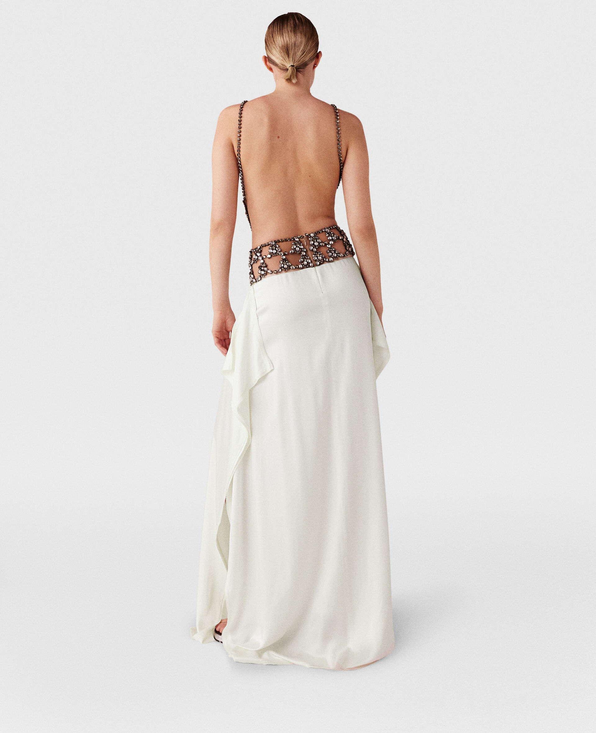 Crystal Cage Halterneck Maxi Dress-Silver-large image number 4