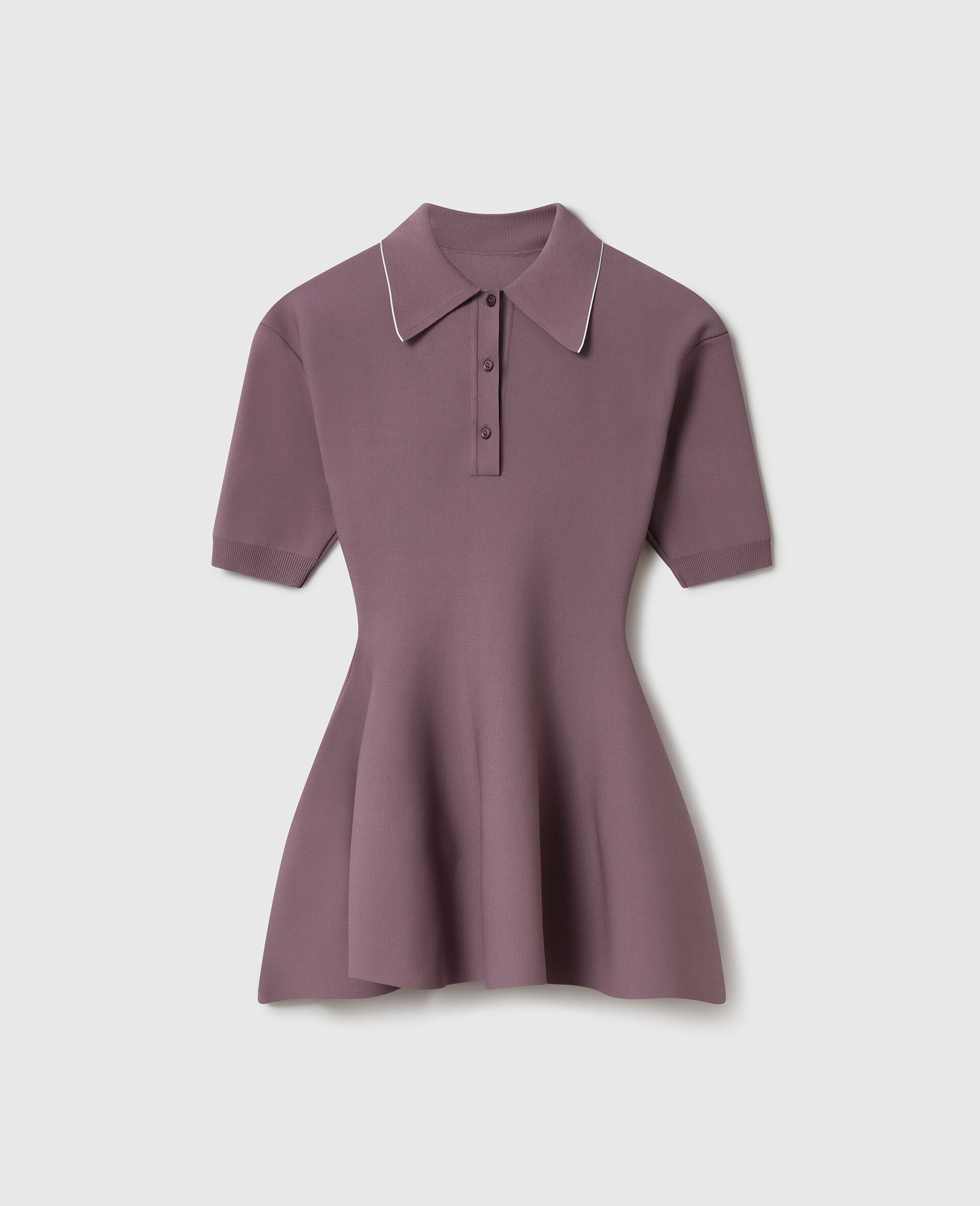 Compact Knit Peplum Polo Top-Pink-medium