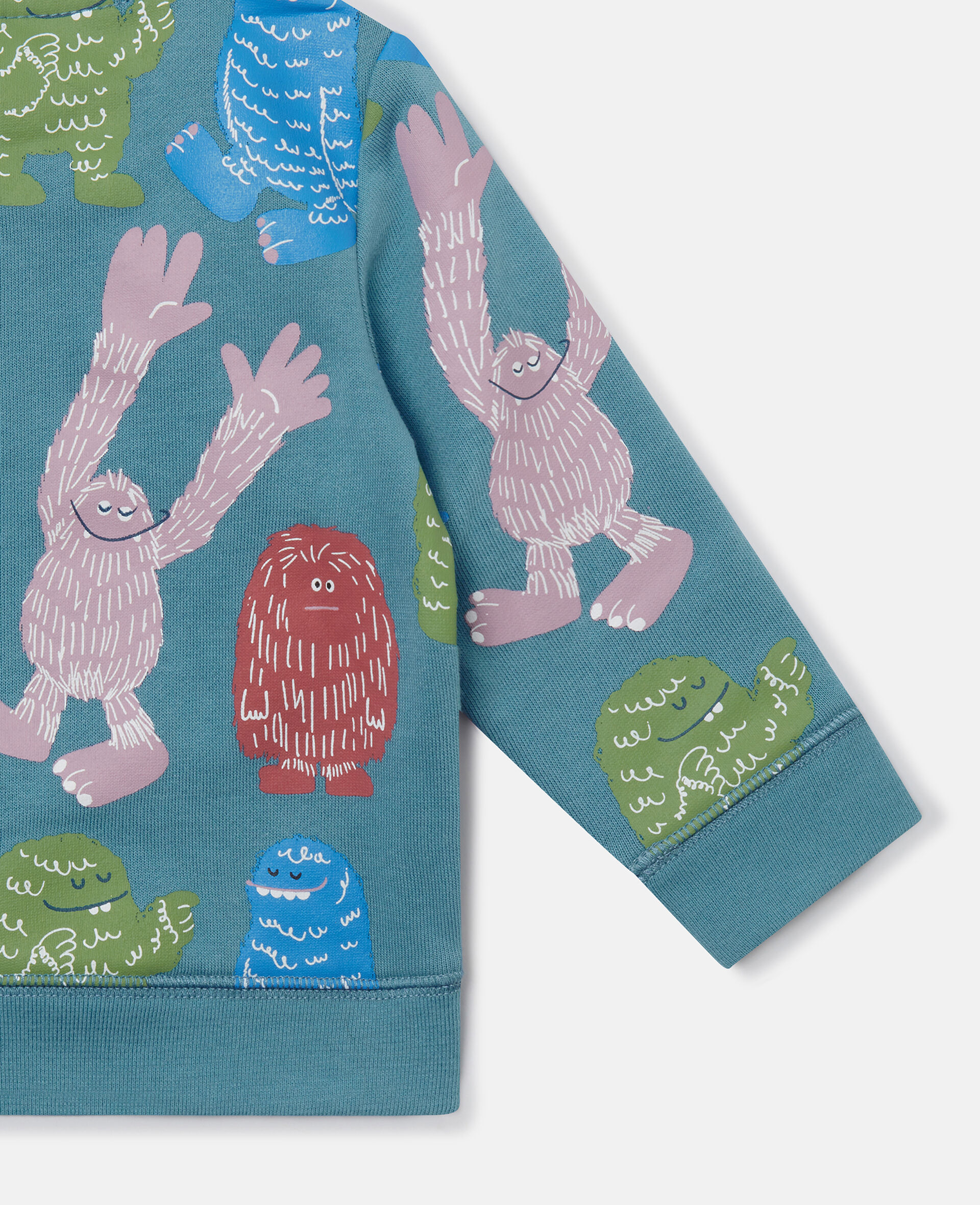 Monster Print Drawstring Sweatpants-Blue-large image number 3