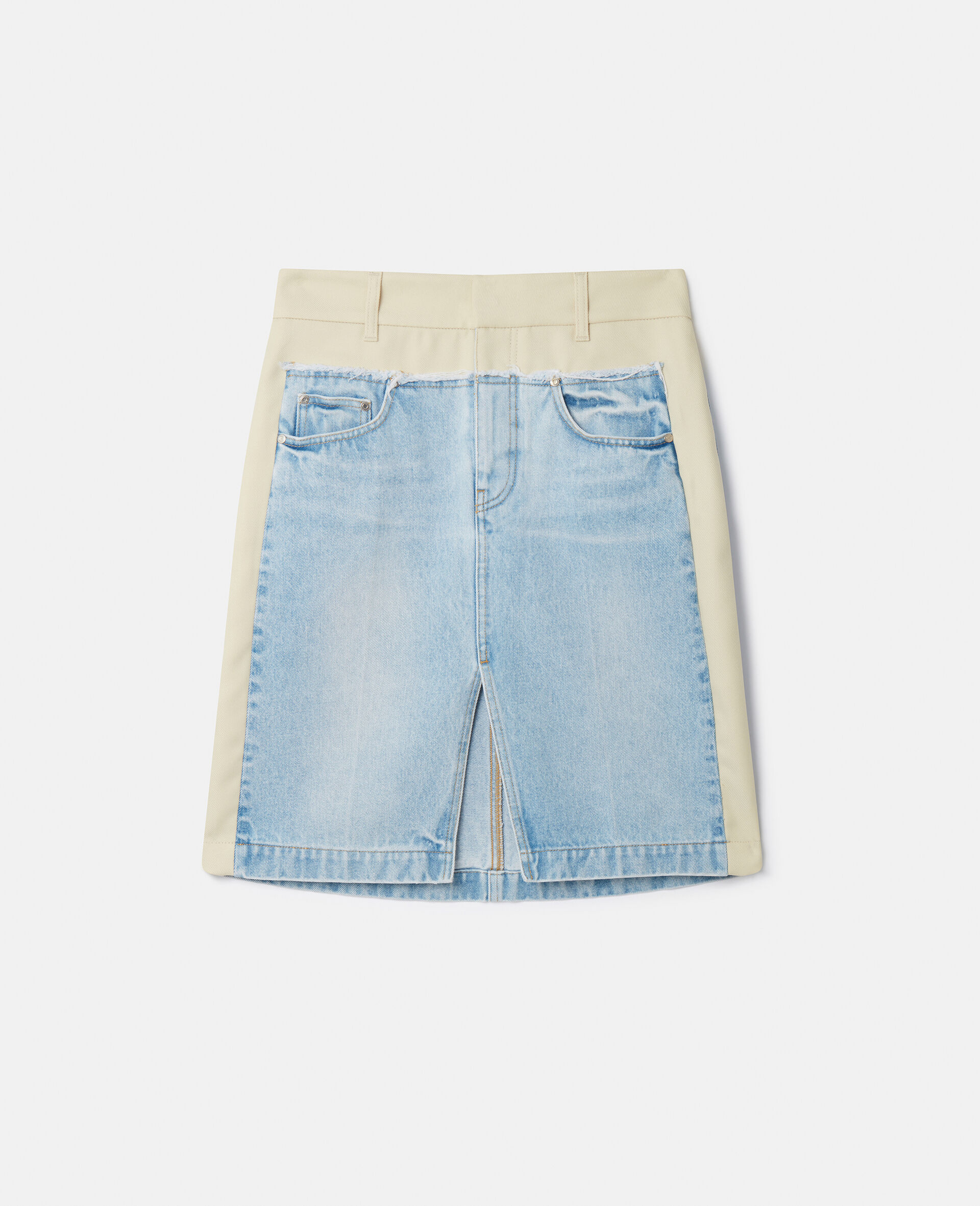 Two-Tone Panelled Denim Skirt-Multicolour-large image number 0