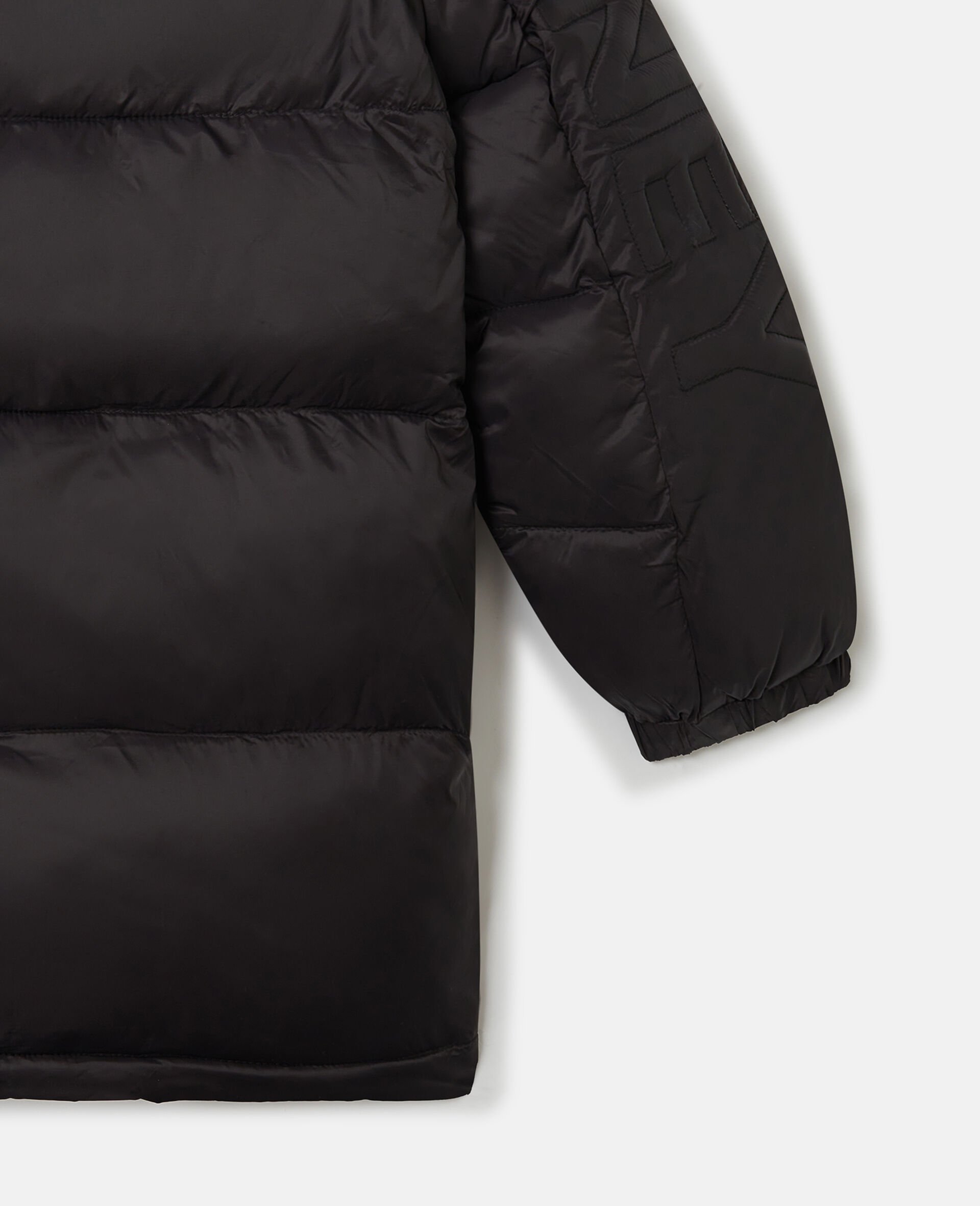 Logo Graphic Hooded Puffer Coat-Black-large image number 3