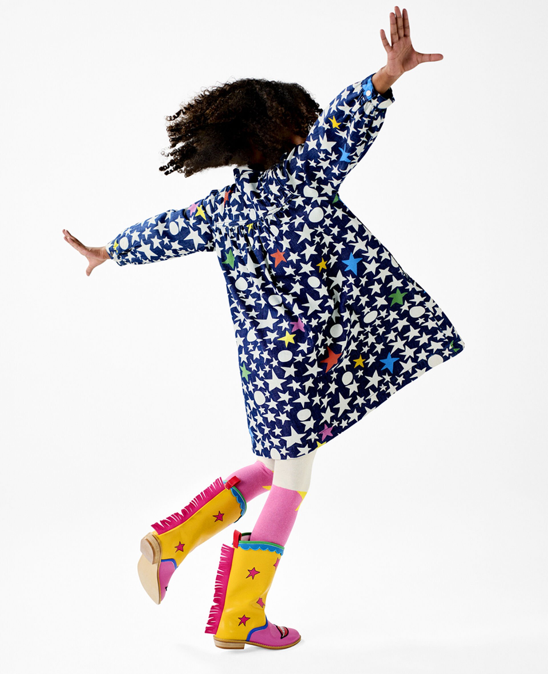 Star Print Long-Sleeve Dress-Multicoloured-medium Star Print Long-Sleeve Dress-Multicoloured-medium