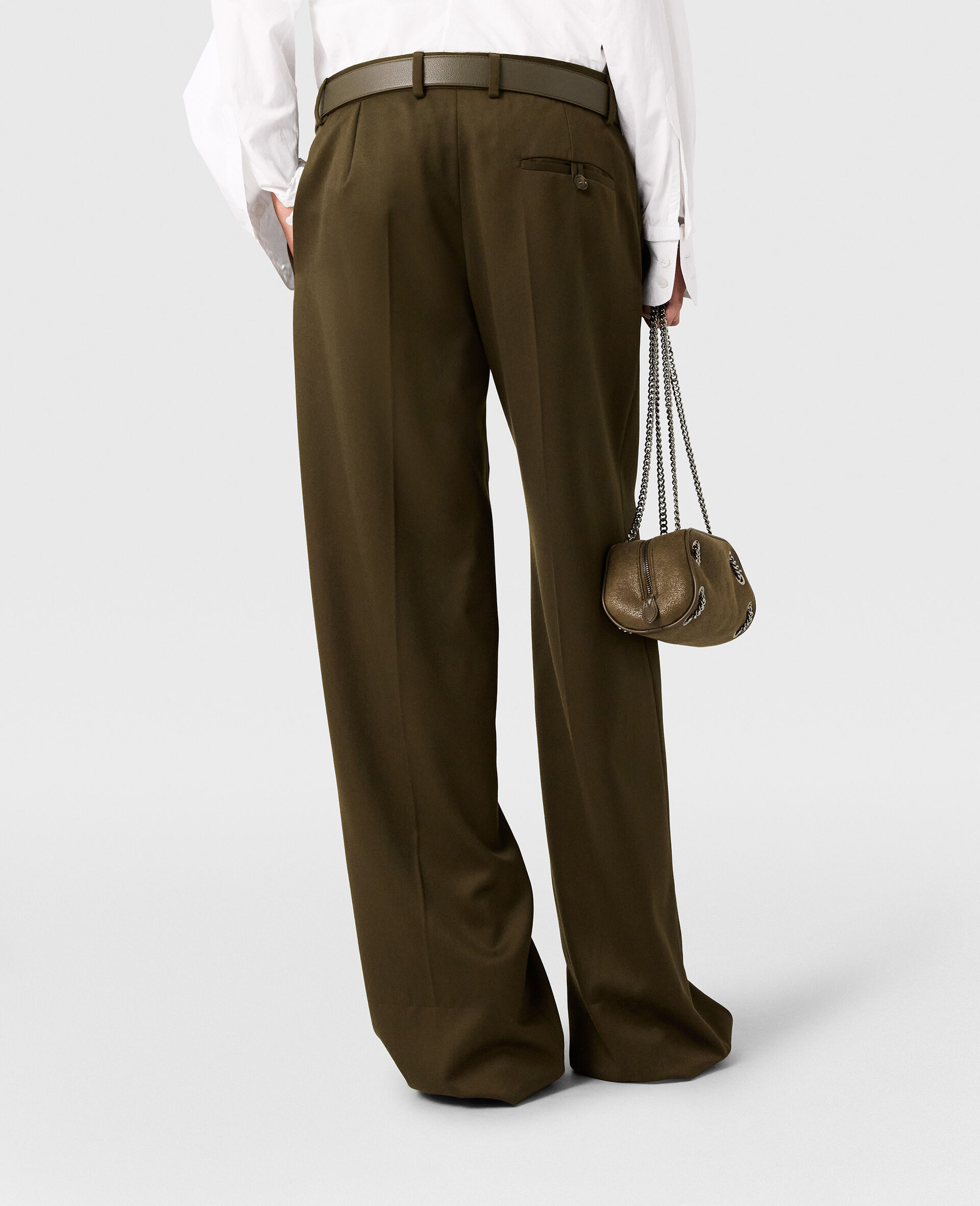 Pleated Straight-Leg Pants-Green-large image number 4