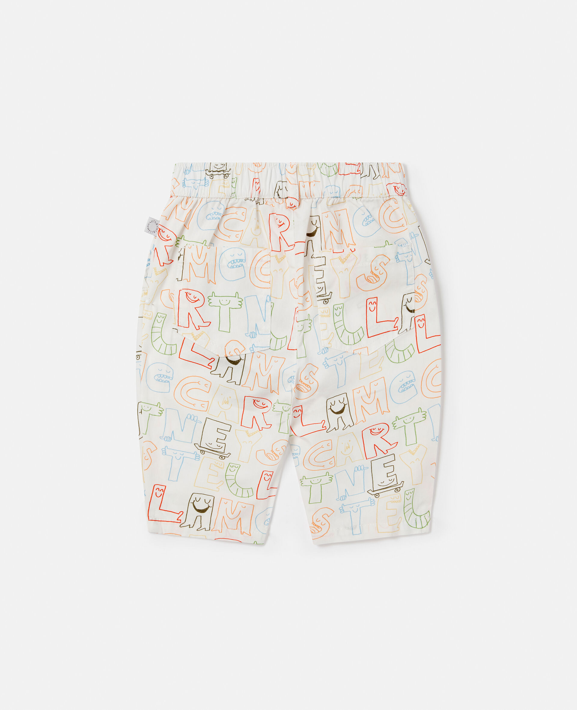 Lettering Print Trousers-Cream-large image number 2
