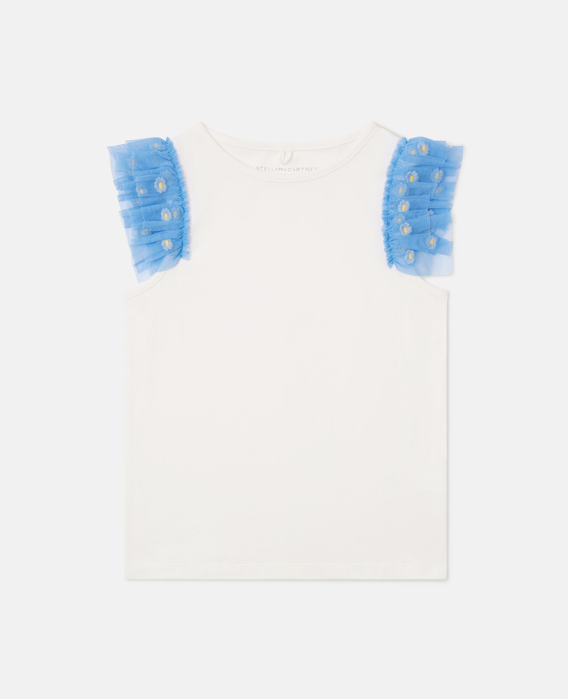 Haut sans manches avec bordures en tulle-Cream-medium