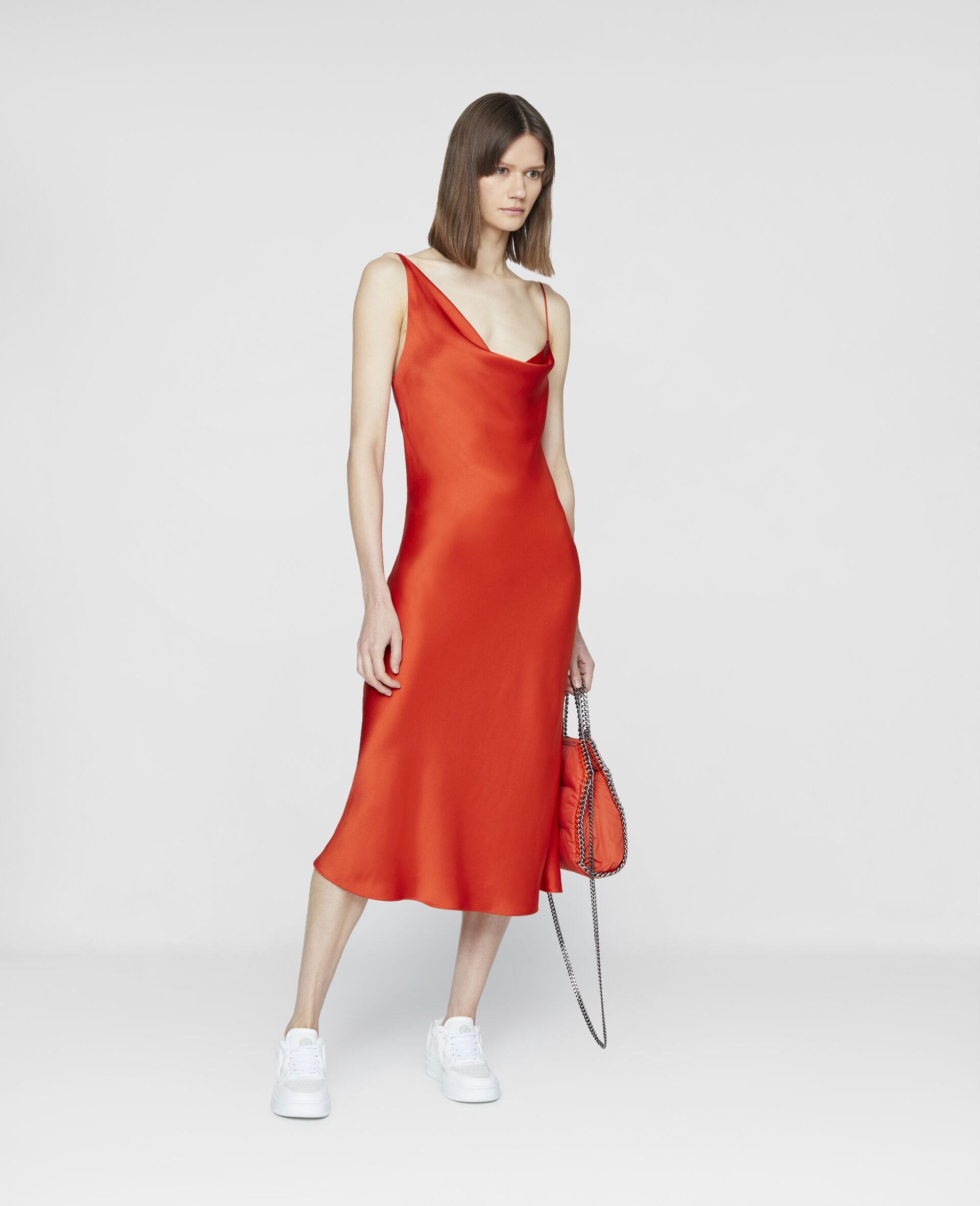 Draped Slip Dress-Red-large