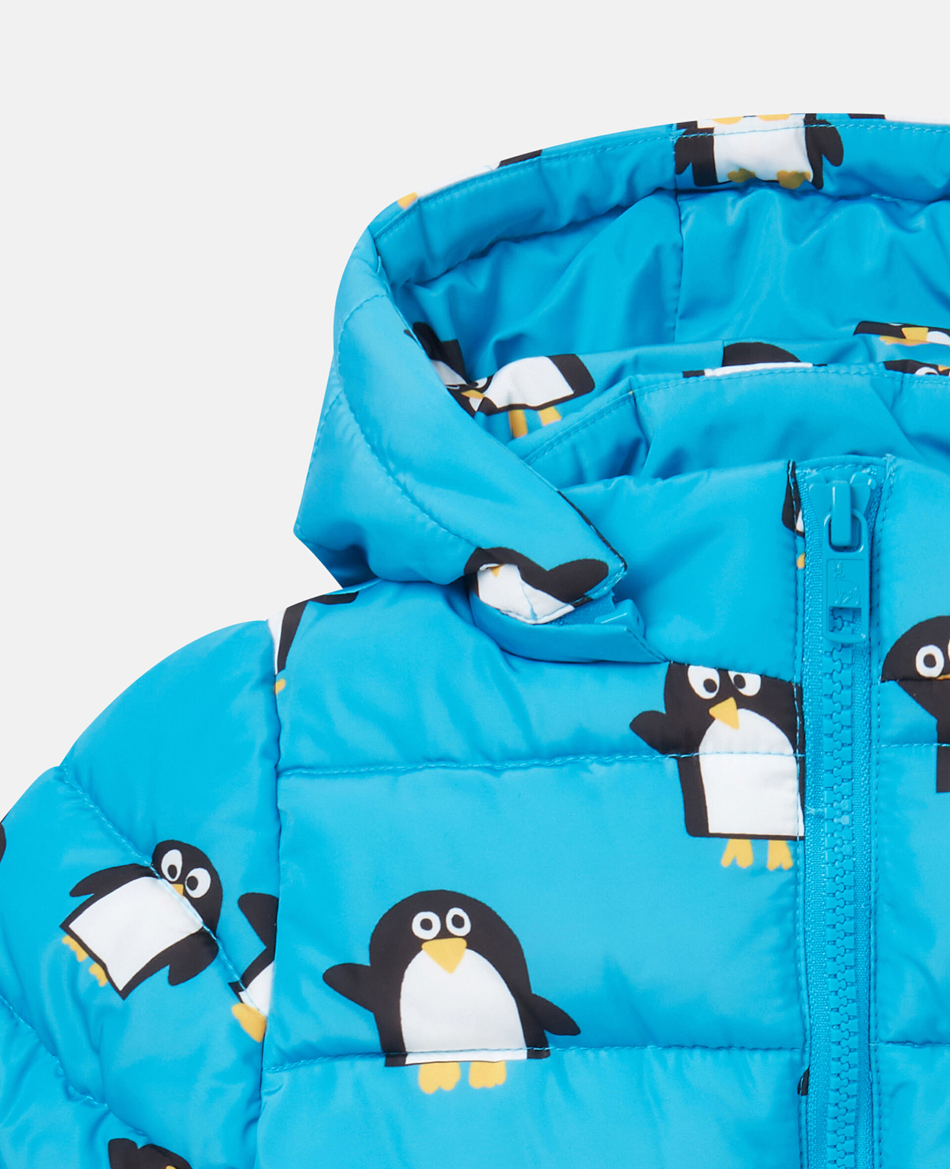 Penguin Print Puffer Coat-Blue-large Penguin Print Puffer Coat-Blue-large image number 1