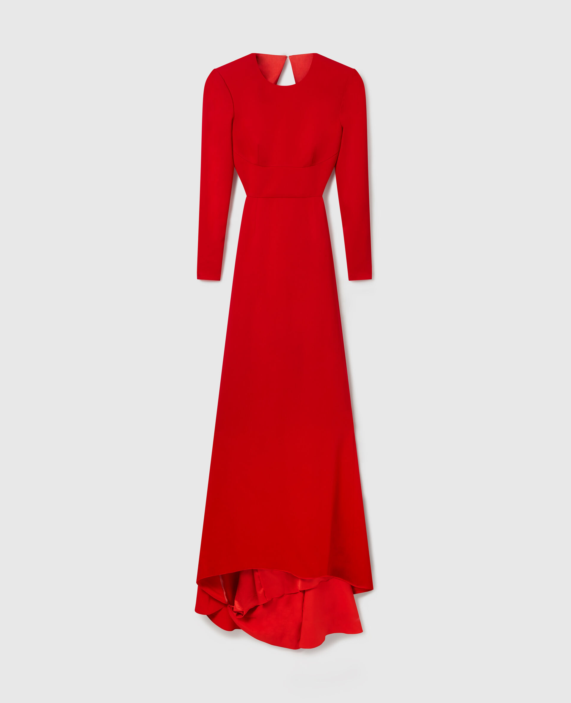 Backless Long-Sleeve Floor-Length Dress-Red-large image number 0