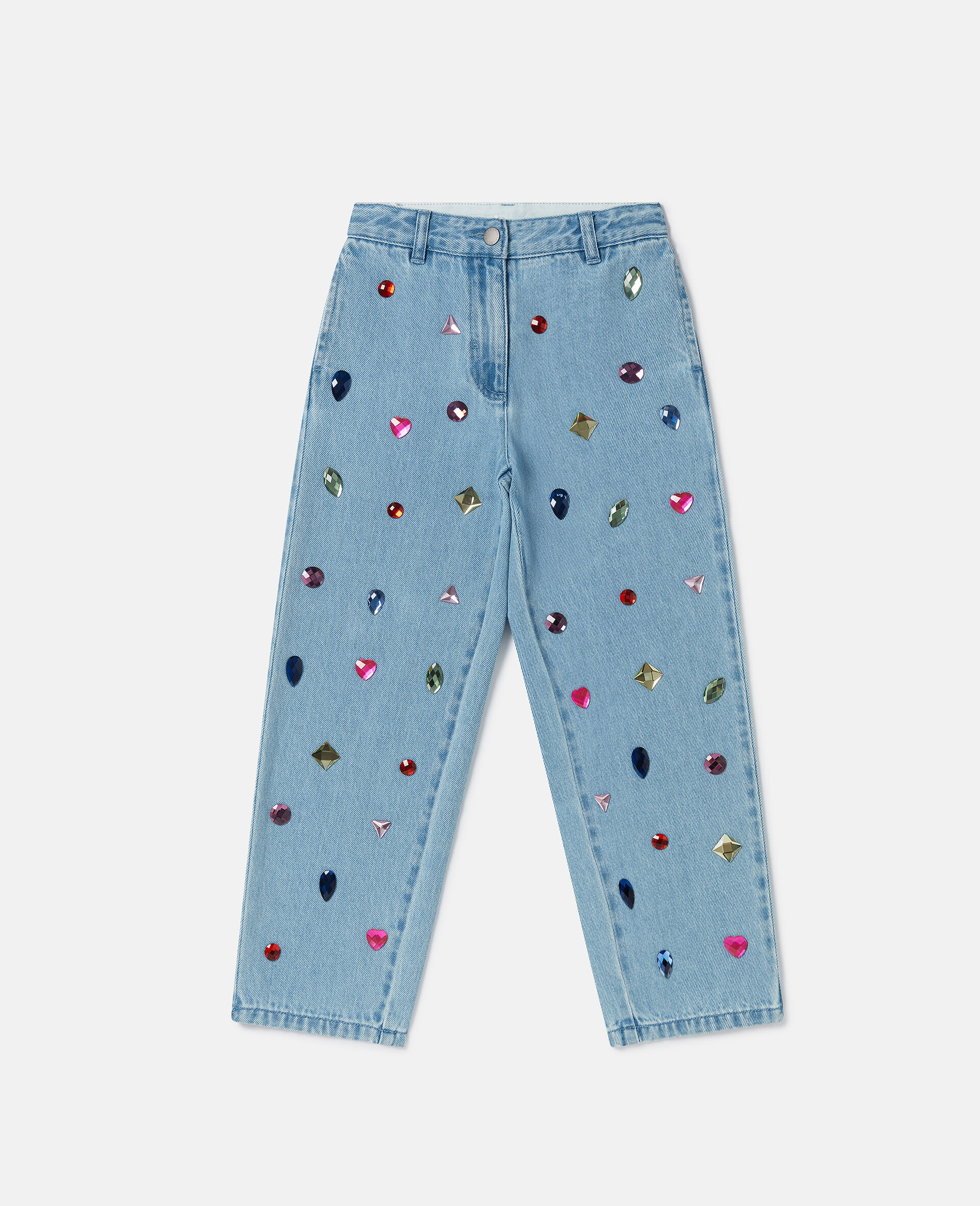 Jewel Embroidered Denim Jeans-Blue-medium