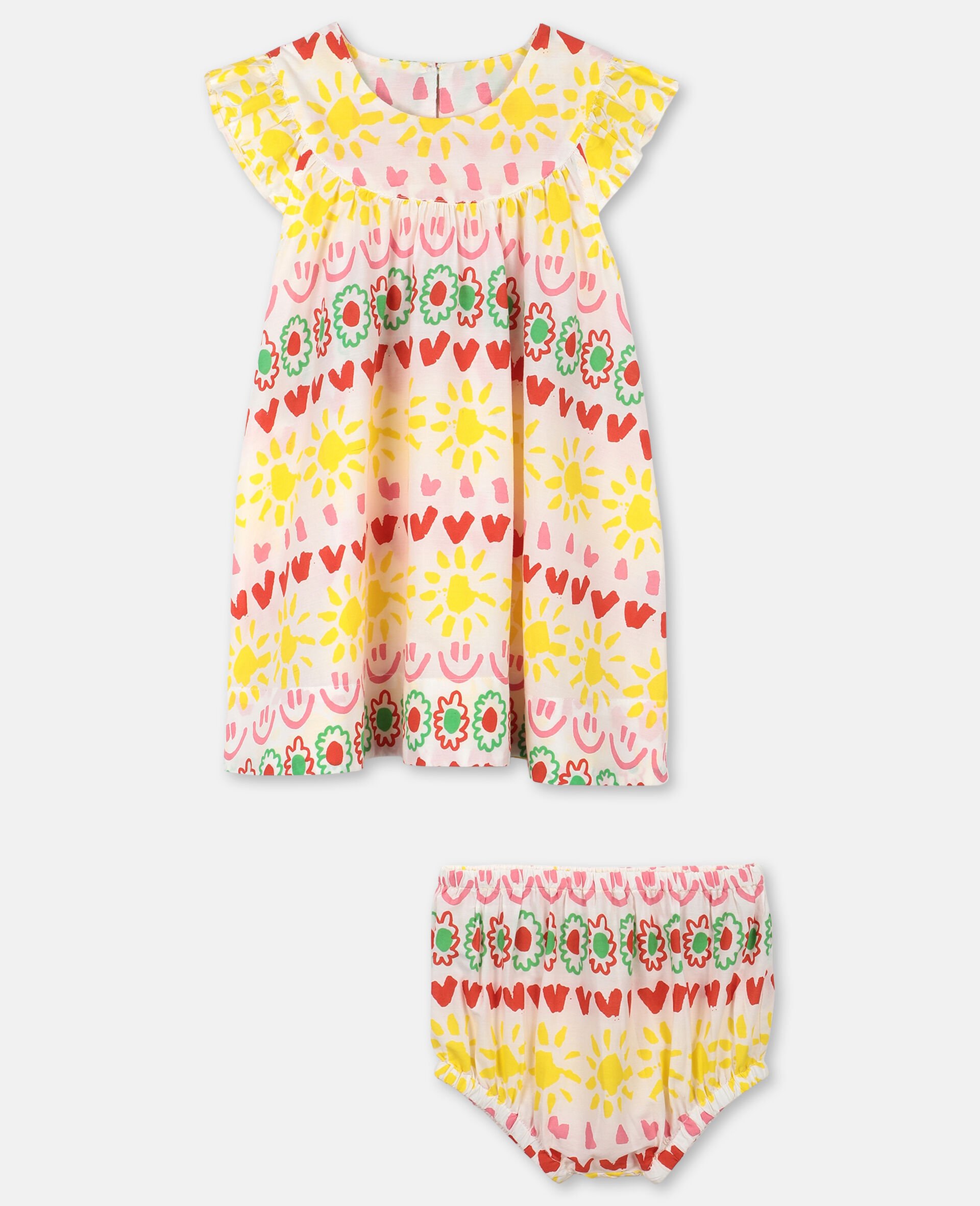 Kleid aus Baumwolle mit „Happy Stripes“-Print-Gelb-large image number 0