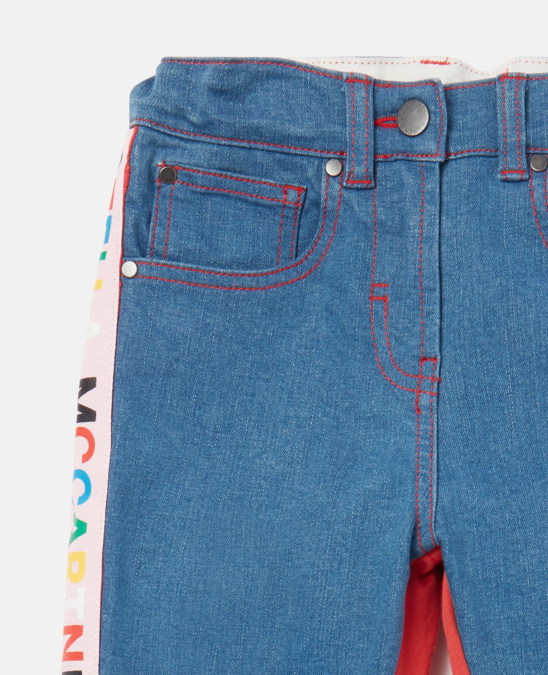 Logo Tape Skinny Jeans-Blue-large image number 1