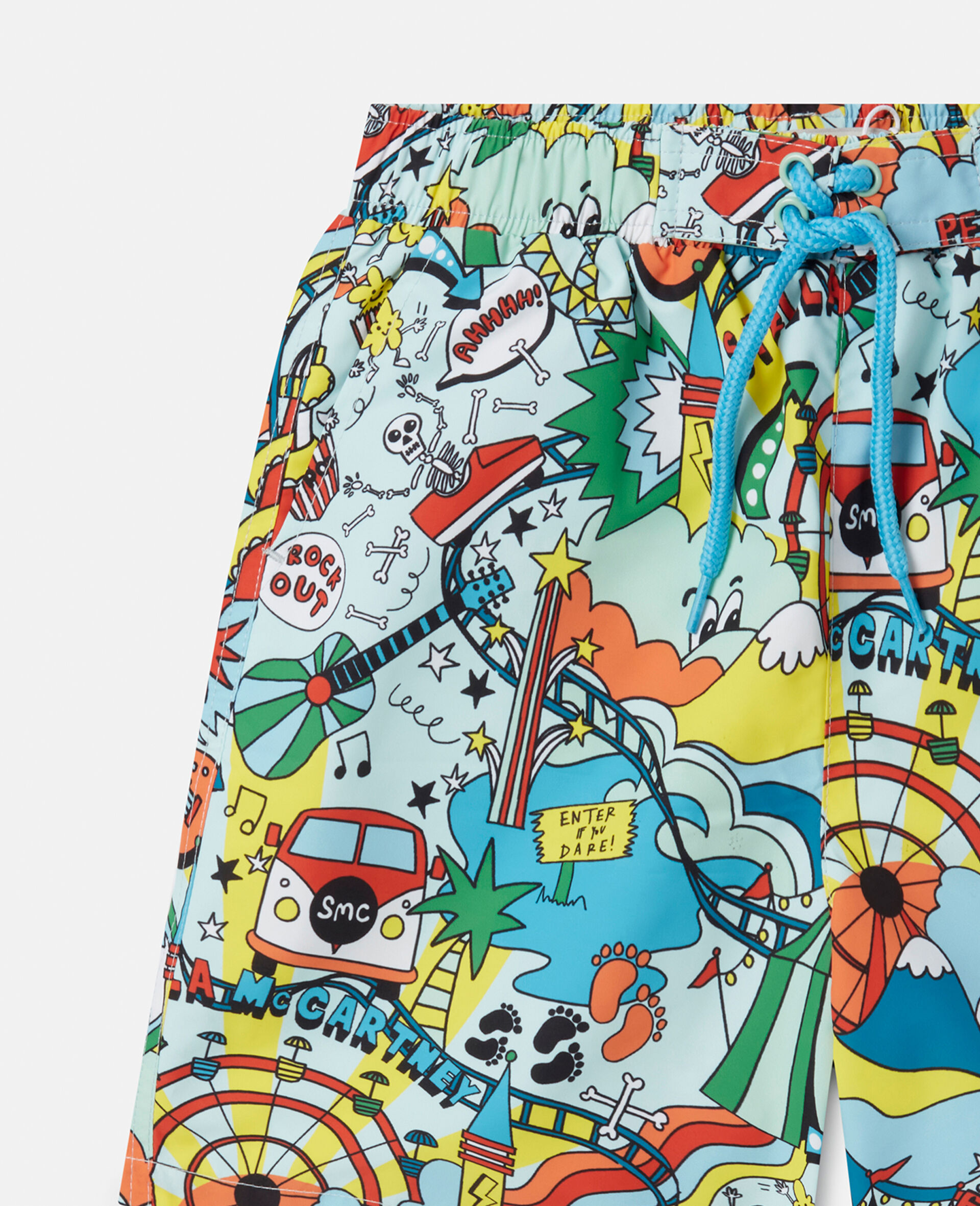 Rollercoaster Print Swim Shorts-Blue-large image number 1