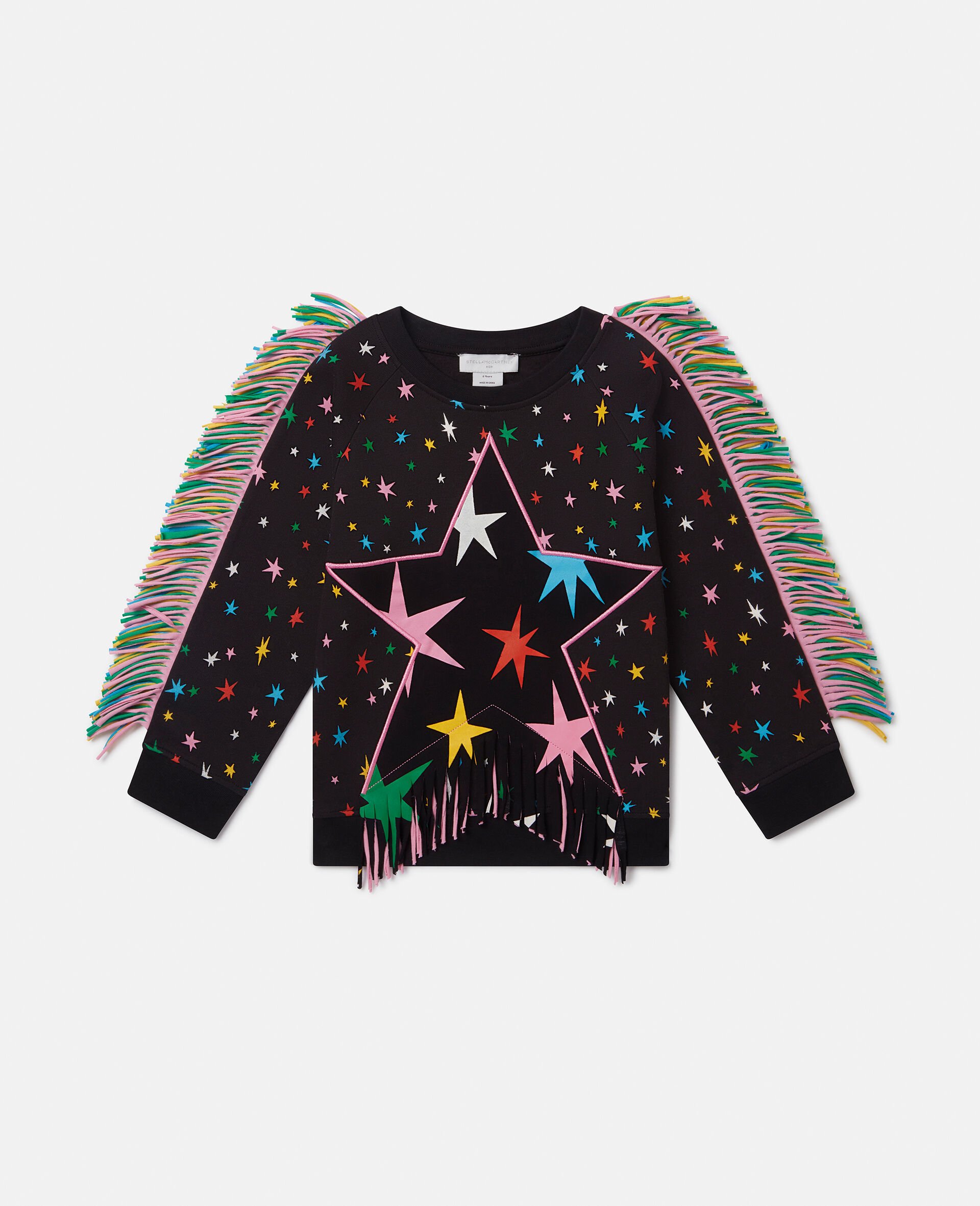 Star Pattern Fringe Sweatshirt-Multicolour-medium