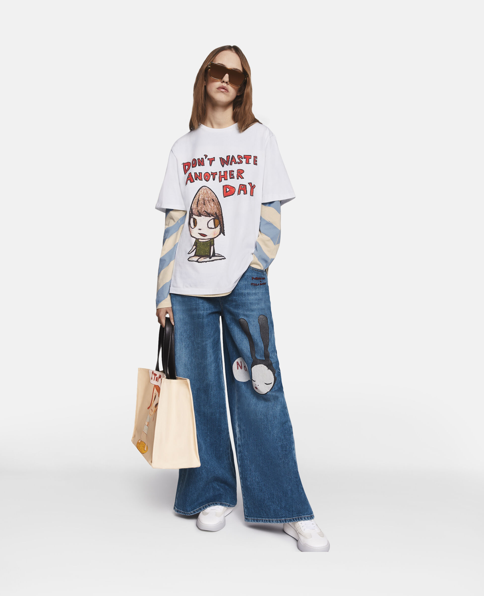 Don't Waste Another Day Slogan Oversized T-Shirt-White-large image number 3