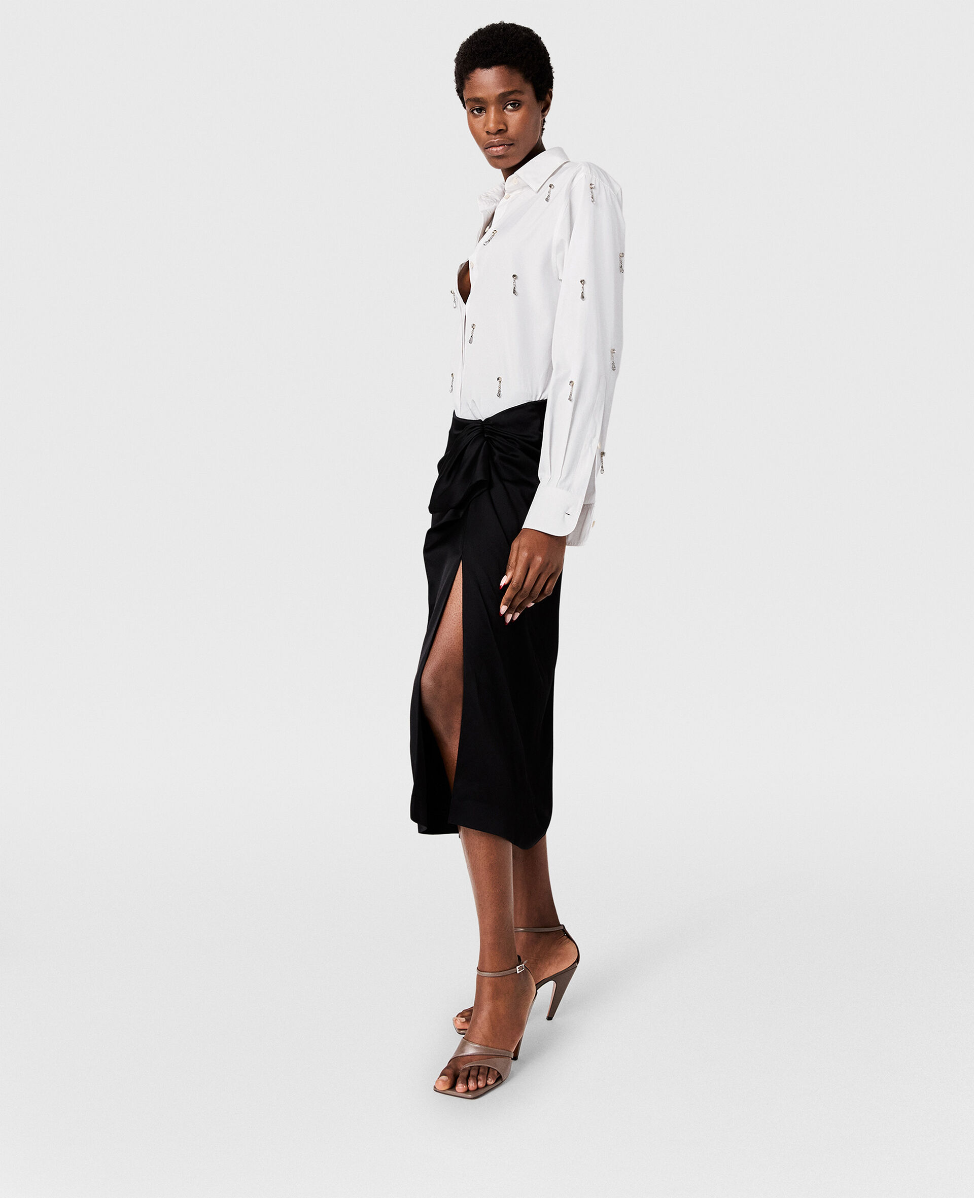 Lead-Free Crystal Embellished Oxford Shirt-White-large image number 2