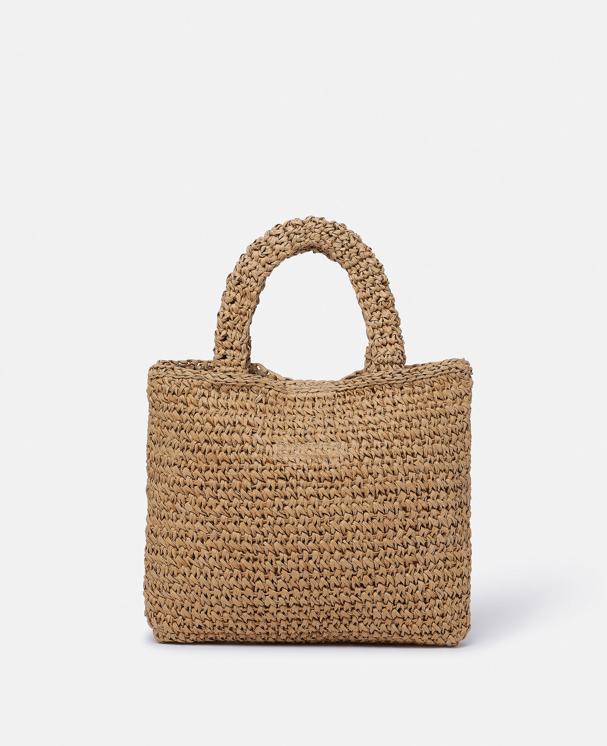 Women Nut Brown Sunflower Embroidery Raffia Tote Bag Stella McCartney ES