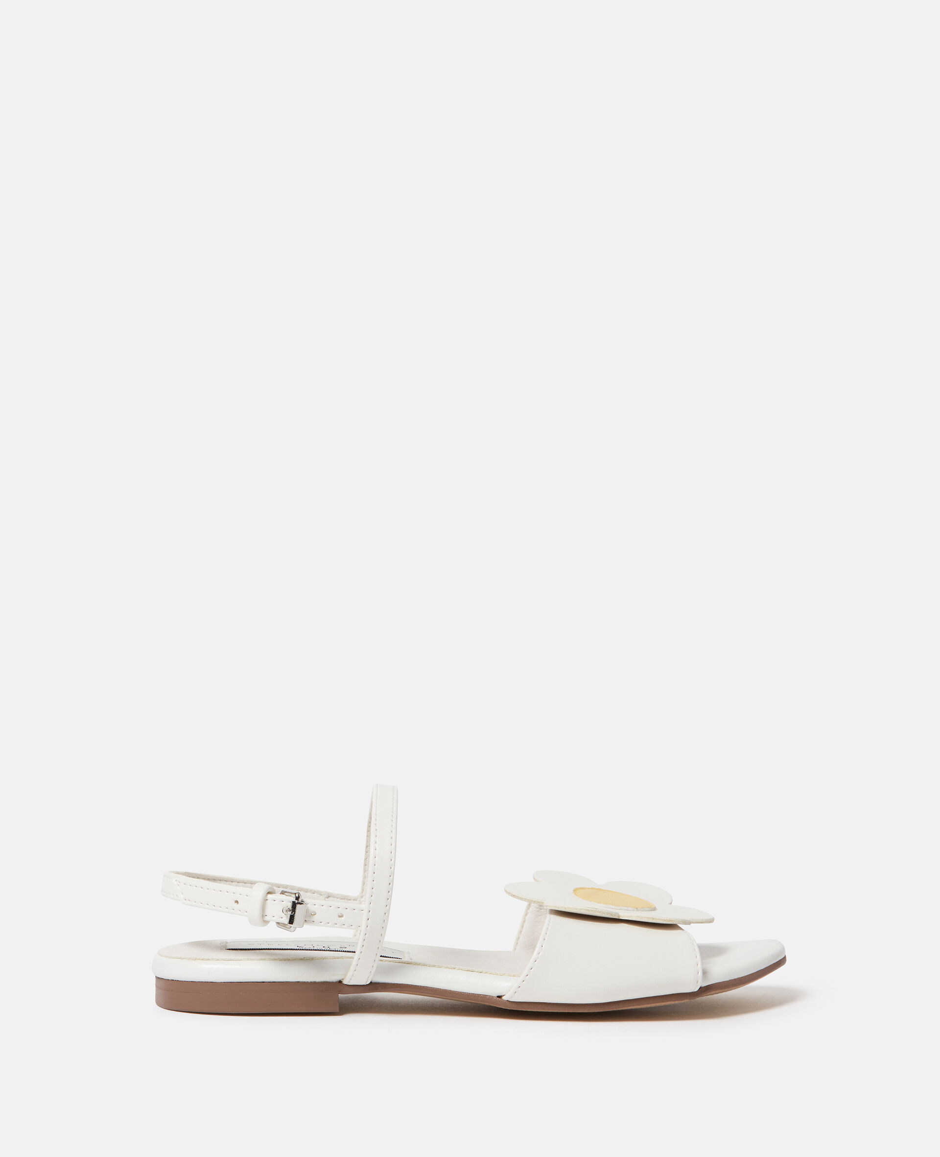 Daisy Detail Strappy Sandals-White-medium